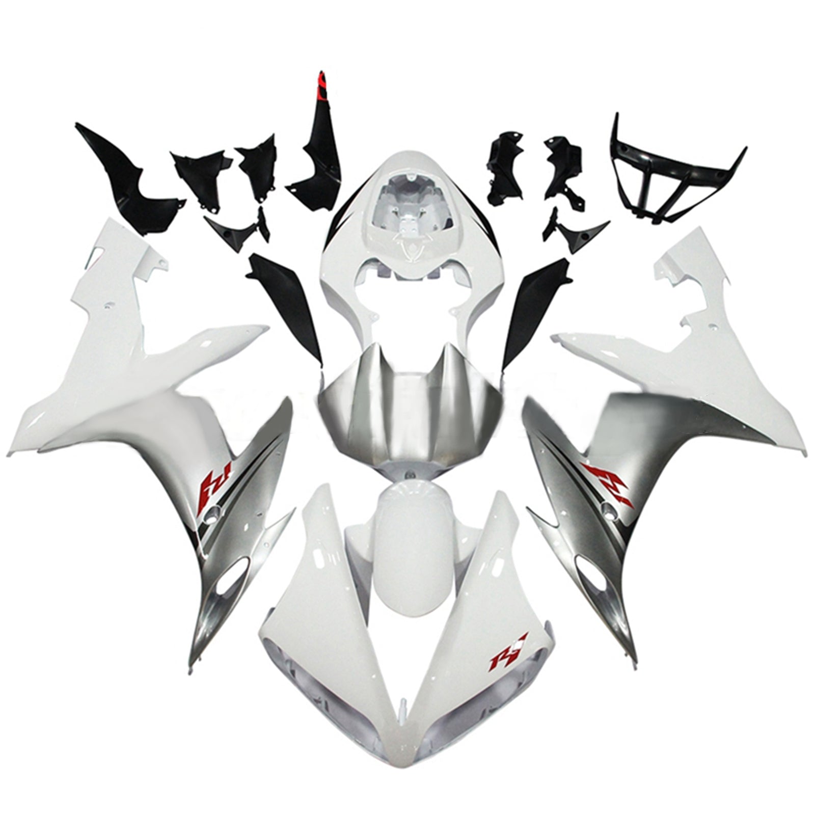 Amotopart 2004-2006 YZF 1000 R1 Yamaha Kit de carenado gris y blanco