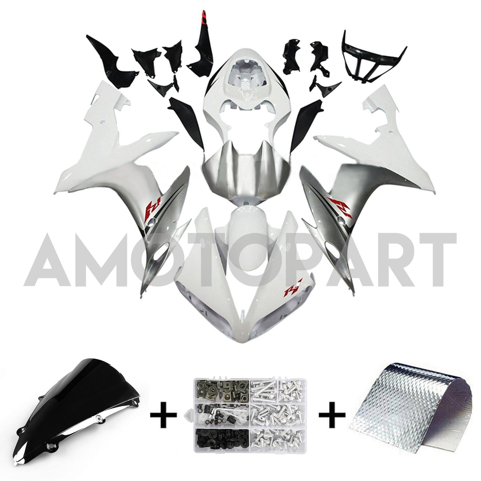 Amotopart 2004-2006 YZF 1000 R1 Yamaha Gray & White Fair Kit