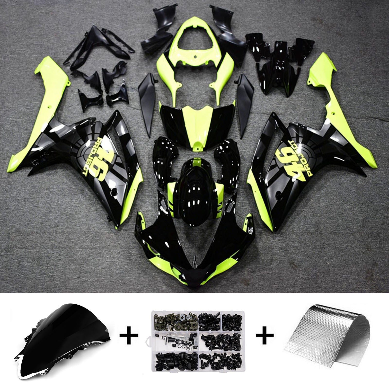 Amotopart 2007-2008 Yamaha YZF 1000 R1 sort/gul kåbesæt