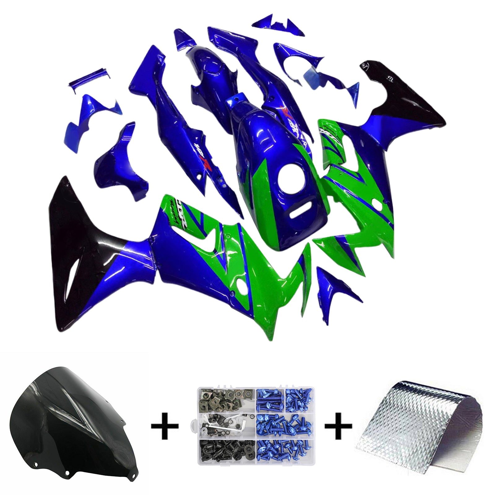 Amotopart 2002-2006 Honda CBR125R Blue Green Black Fairing Kit