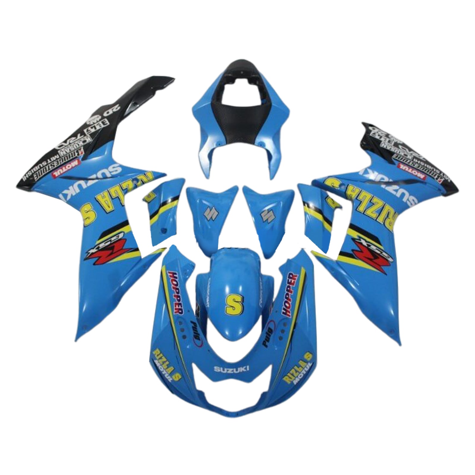 Amotopart 2011-2024 K11 GSXR 600/750 Suzuki Blue&Yellow Style2 Fairing Kit