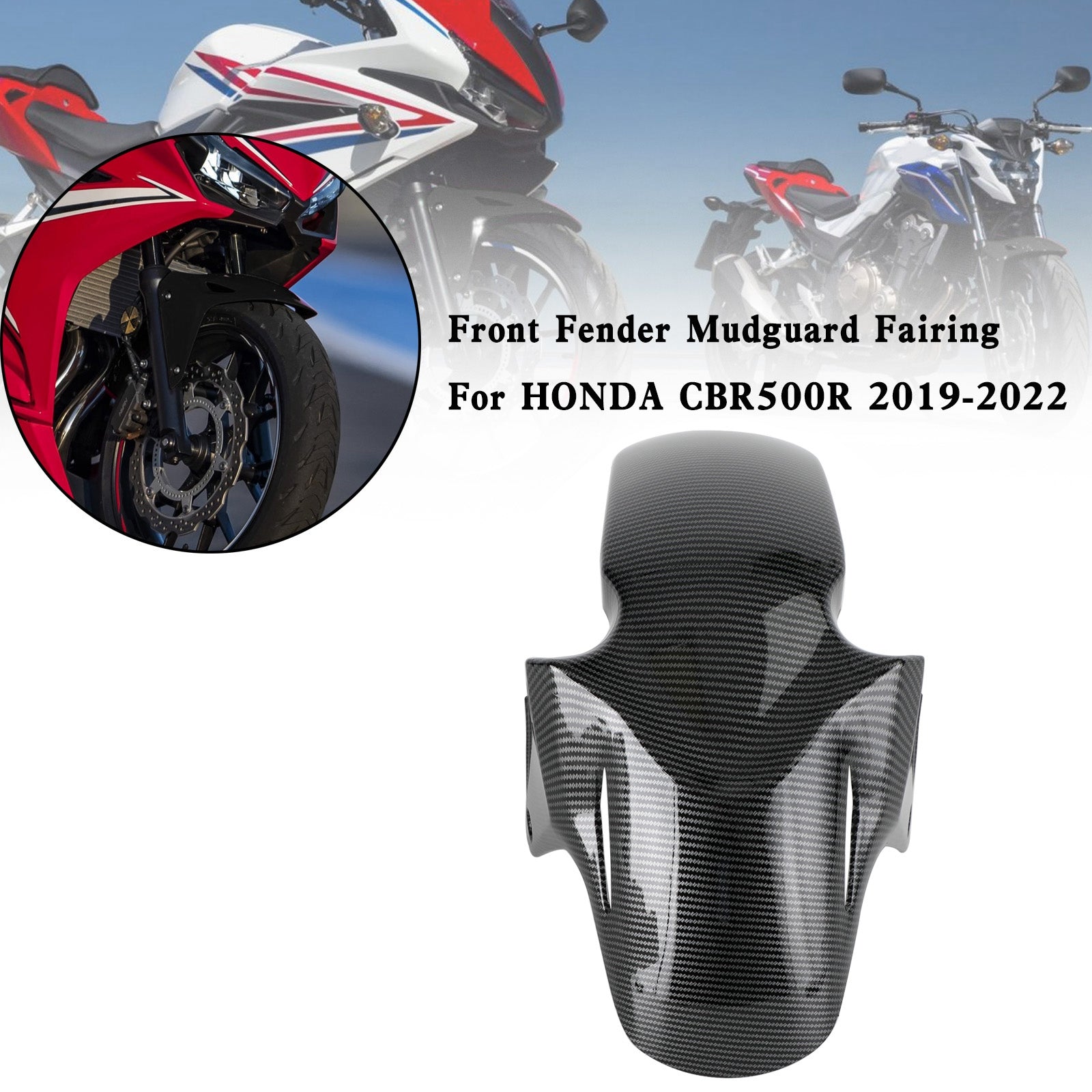 Front Fender Mud Guard Hugger Cowling Fairing For HONDA CBR500R 2019-2022 Carbon