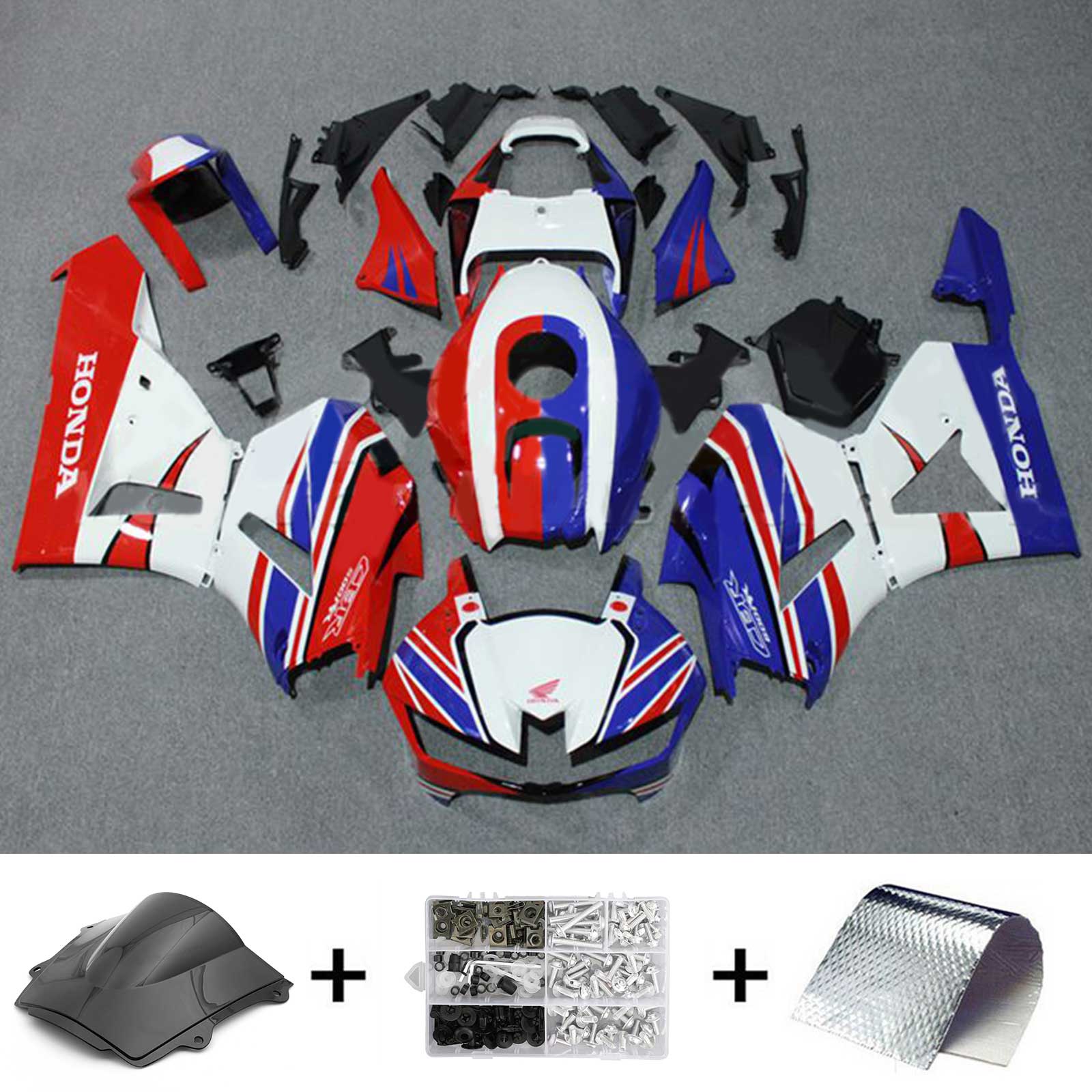 Amotopart 2013-2023 F5 CBR600RR Honda Rosso e Blu Style4 Kit carena