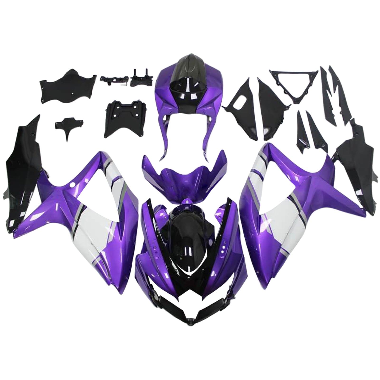 Amotopart 2008-2010 K8 GSXR 600/750 Suzuki Kit de carénage violet et noir