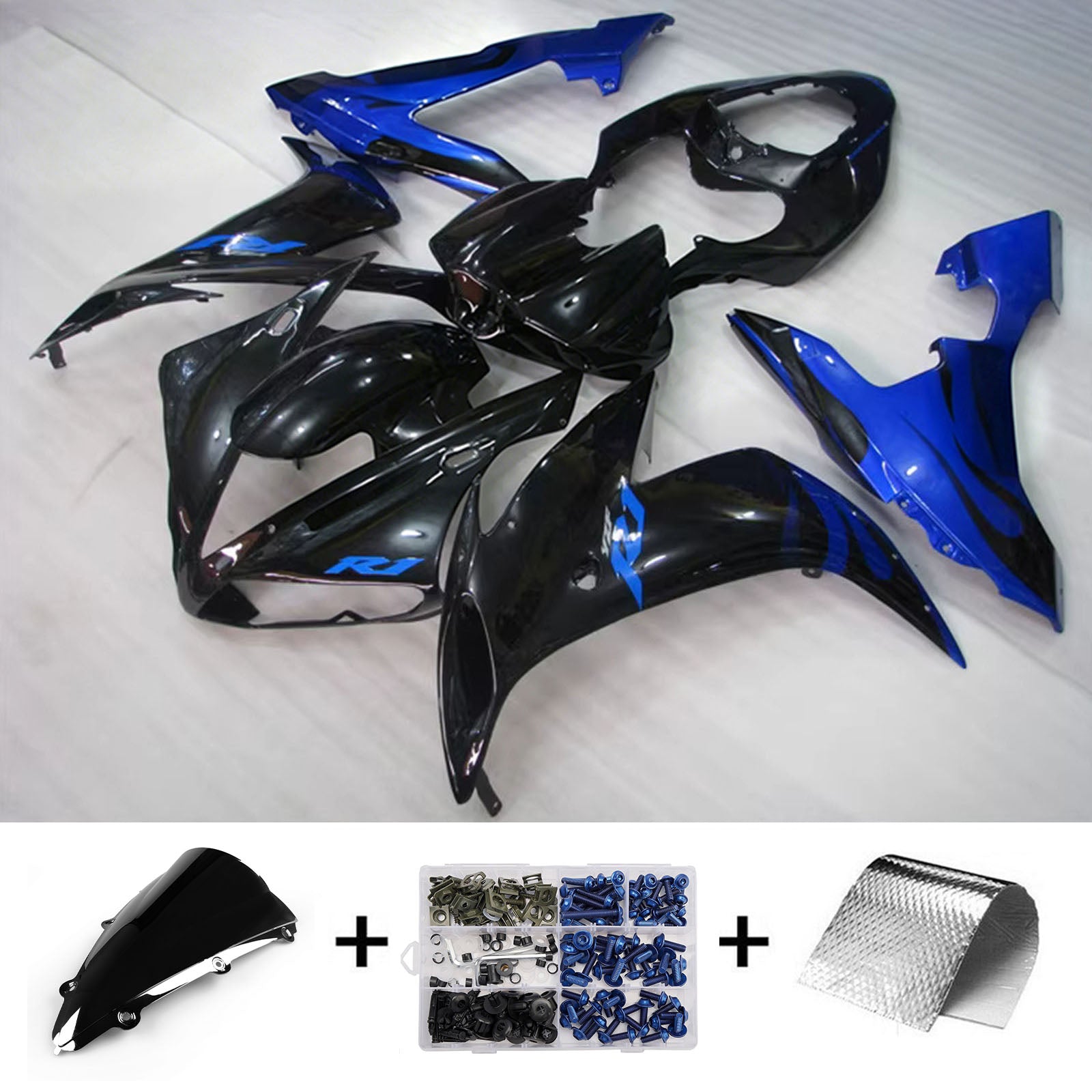 Amotopart 2004-2006 Yamaha YZF 1000 R1 Sort/Blå Fairing Kit