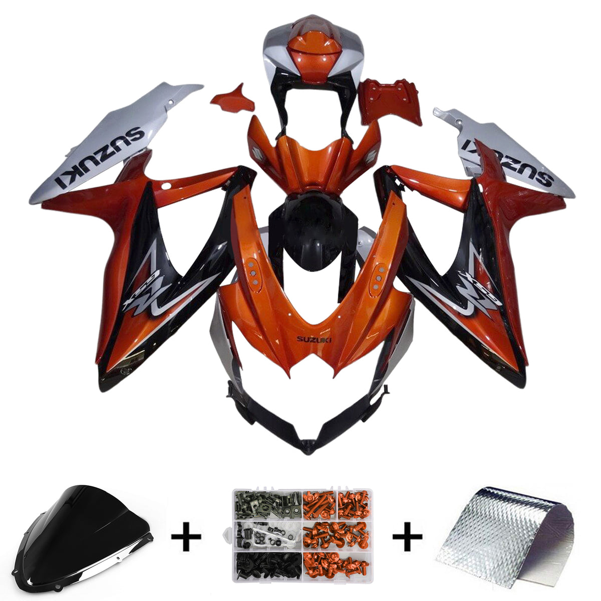 Amotopart 2008-2010 K8 GSXR 600/750 Suzuki Orange&White Fairing Kit