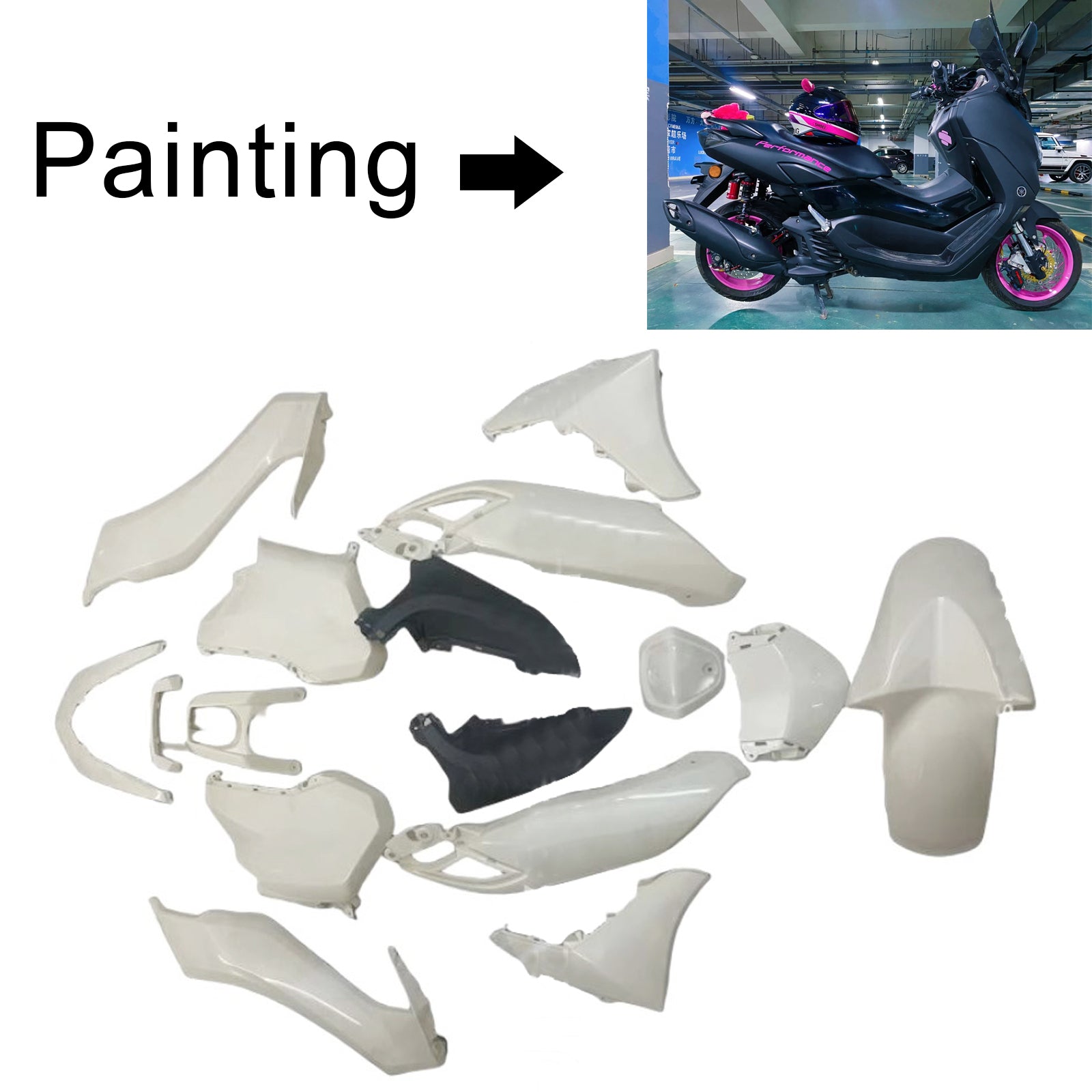 Amotopart 2020-2024 Yamaha NMAX 125/155/250 Black Pink Fairing Kit