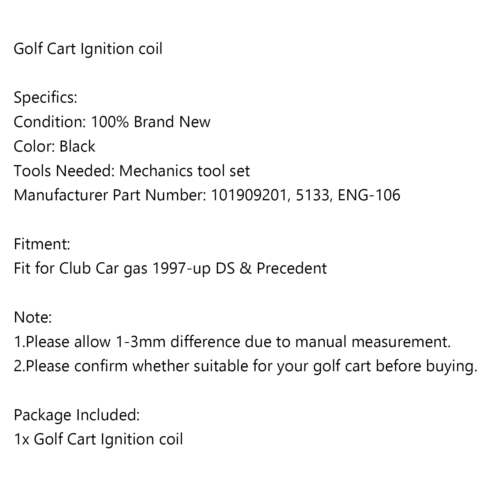 Ignition coil For DS Precedent Club Car Golf Cart 1997-UP 101909201