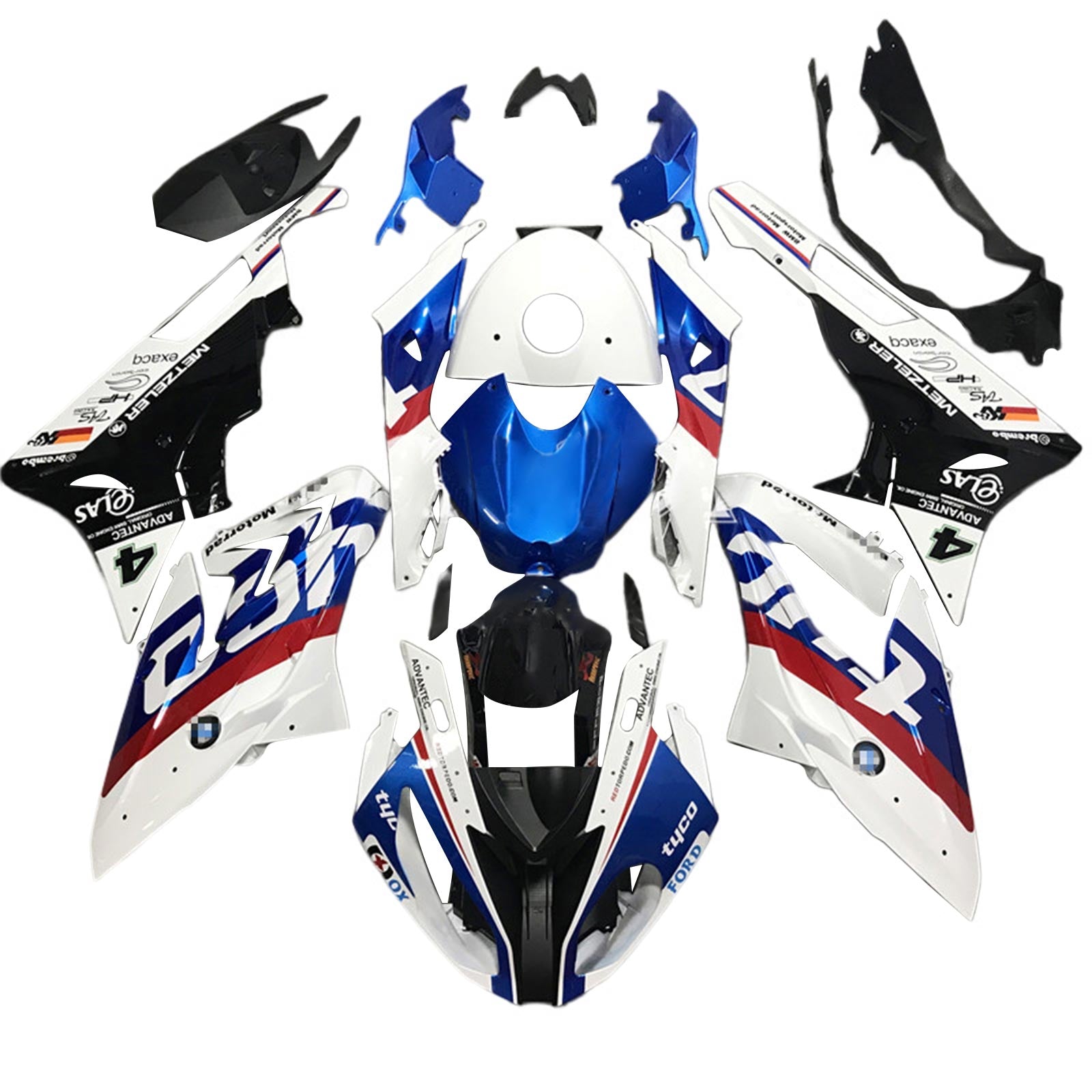 Amotopart BMW S1000RR 2015-2016 Blue&amp;Red Style4 Verkleidungsset