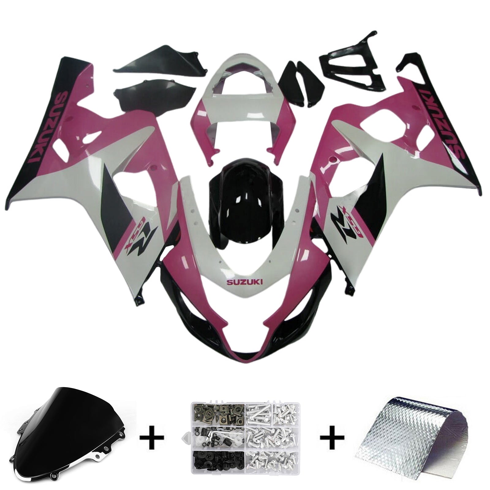 Amotopart 2004-2005 K4 GSXR 600/750 Suzuki Pink&White Fairing Kit