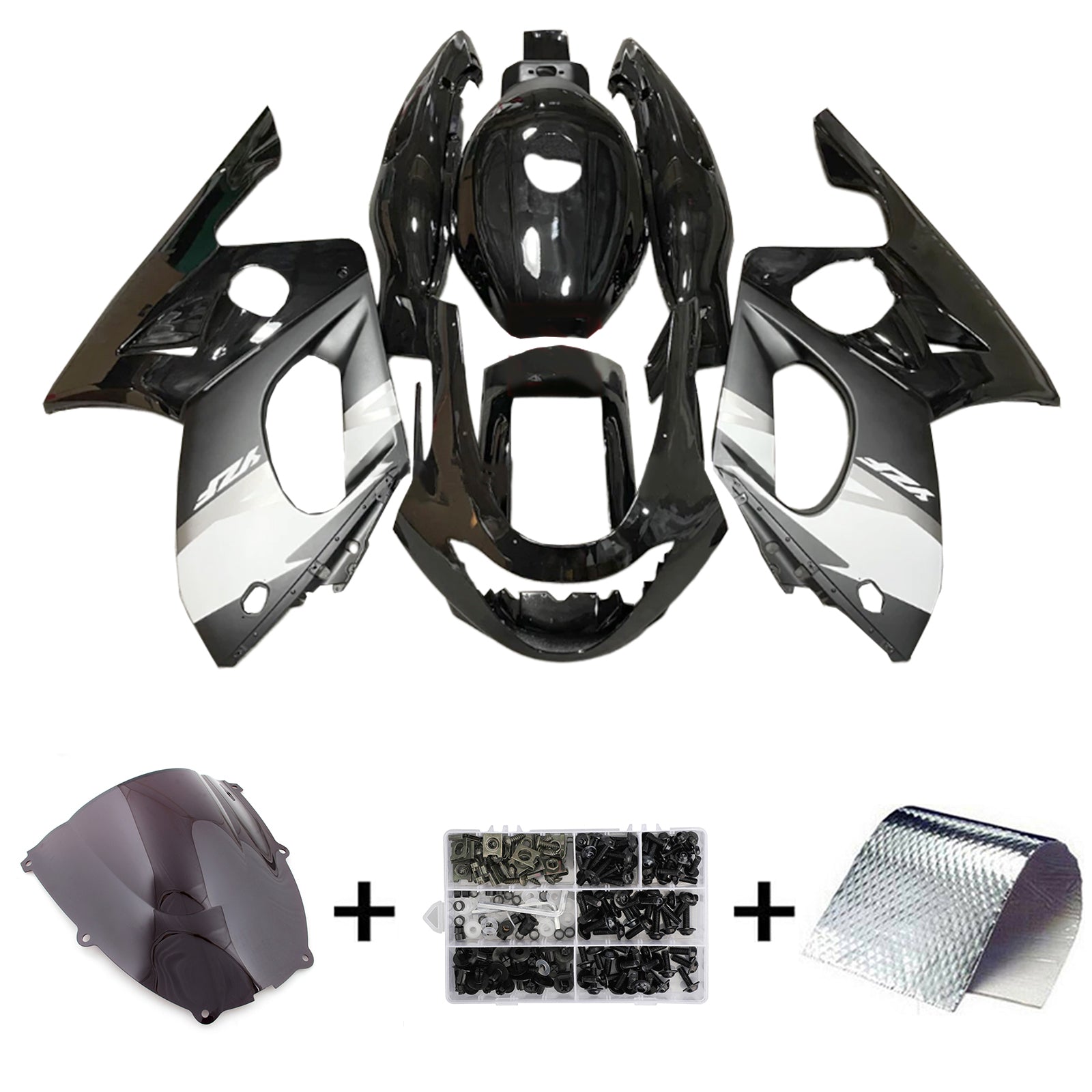 Amotopart 1996-2007 Yamaha YZF 600R Thundercat Kit de carenado gris blanco negro