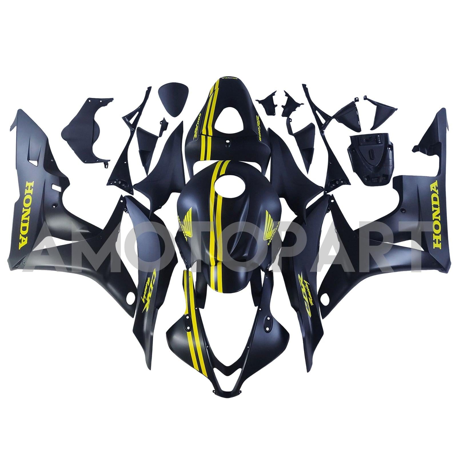 Amotopart 2007–2008 Honda CBR600RR Schwarz Gelb Verkleidungsset