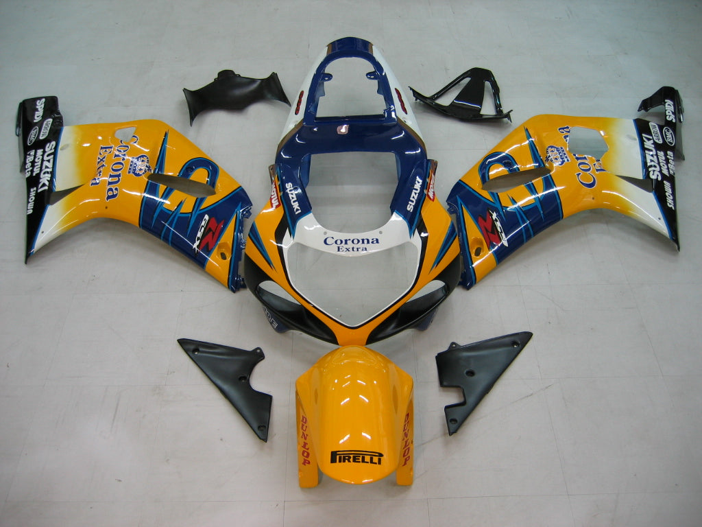 Amotopart Suzuki 01-03 GSXR600 & 00-03 GSXR750 Kit de carénage jaune bleu