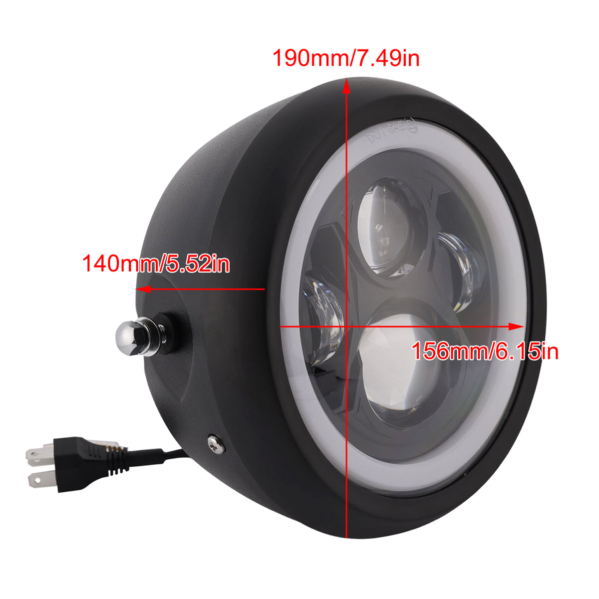 7.5" Motorcycle Spotlight Headlight Led 4000lm For Cruise Cafe Racer Chrome