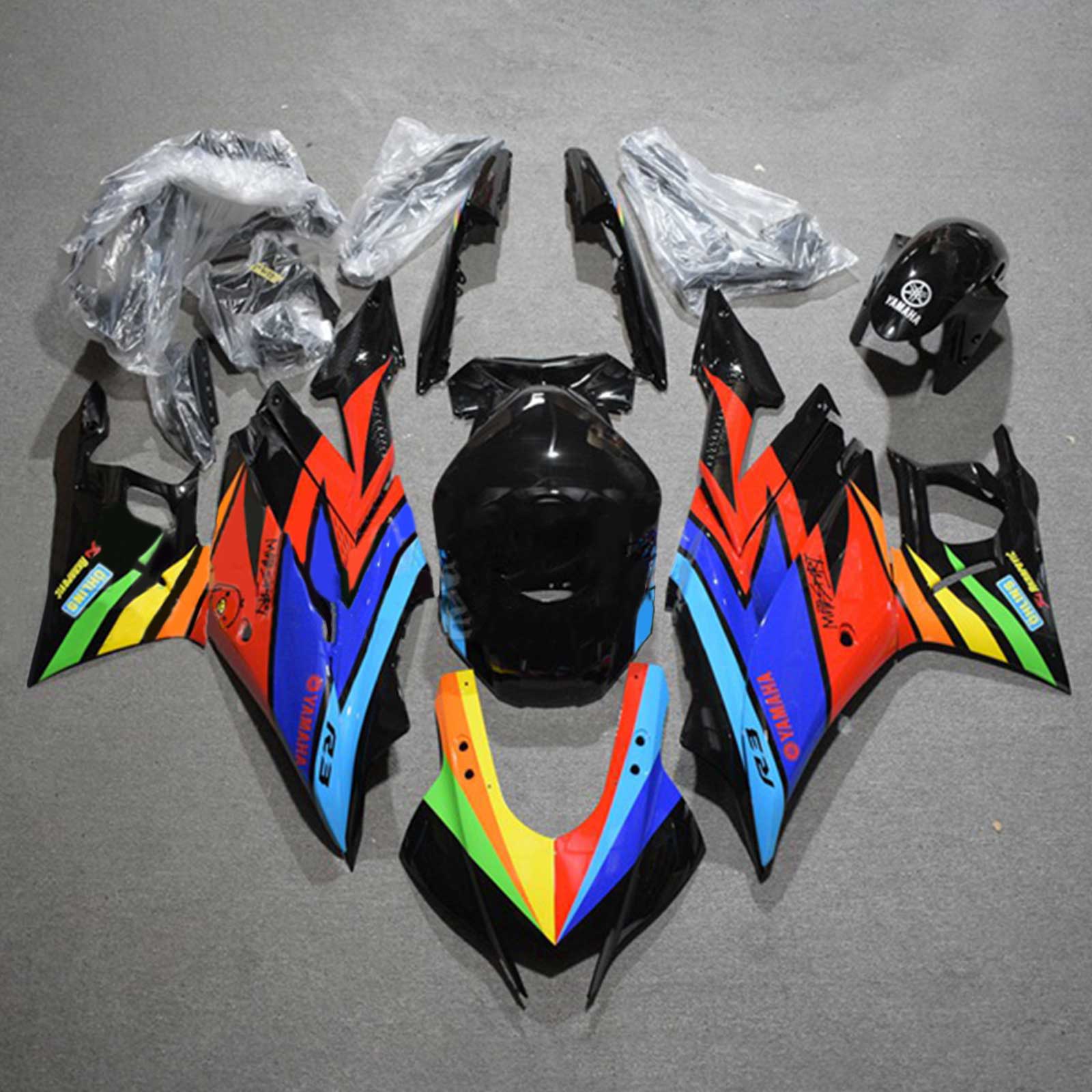 Amotopart 2022-2023 Yamaha YZF-R3 R25 Kit de carenado multicolor