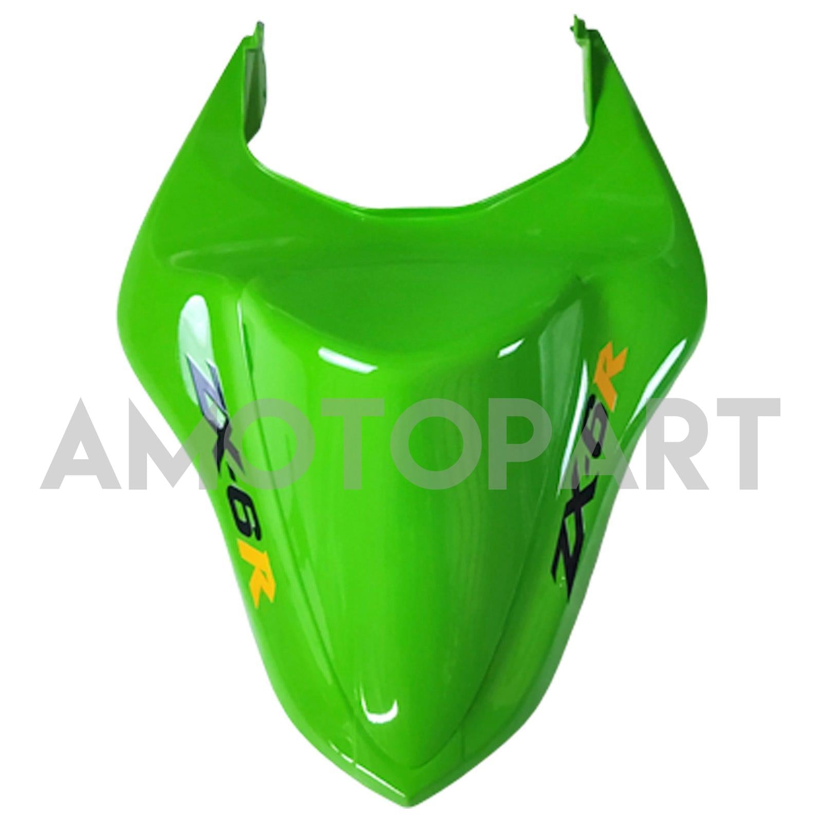 Amotopart 2007-2008 Kawasaki ZX6R 636 Glossy Silver Green Black Fairing Kit