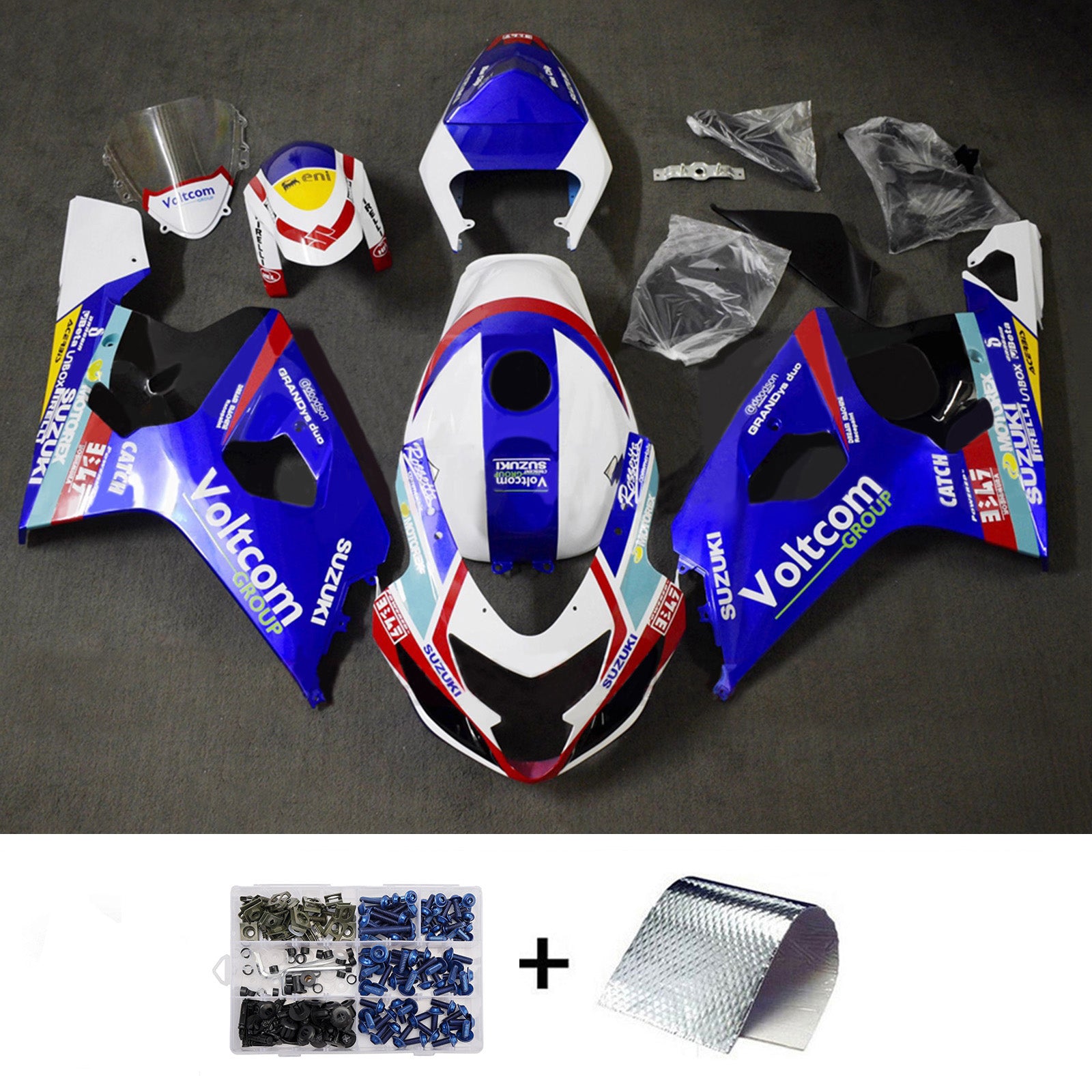 Amotopart 2004-2005 Suzuki GSXR 600/750 Blue White Red Fairing Kit