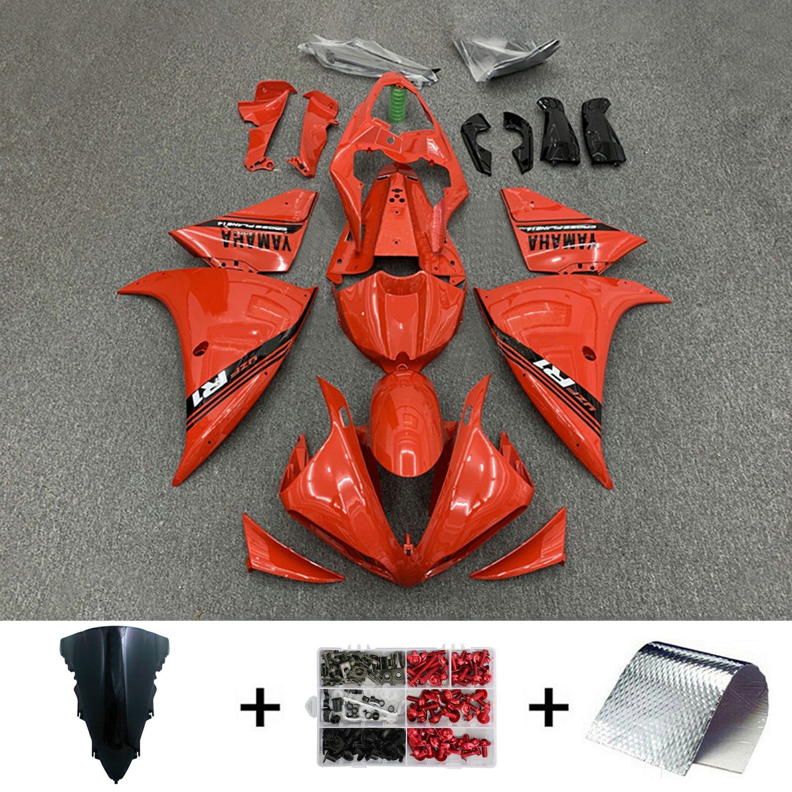 Amotopart 2009-2011 Yamaha YZF 1000 R1 Red with Black Accent Fairing Kit