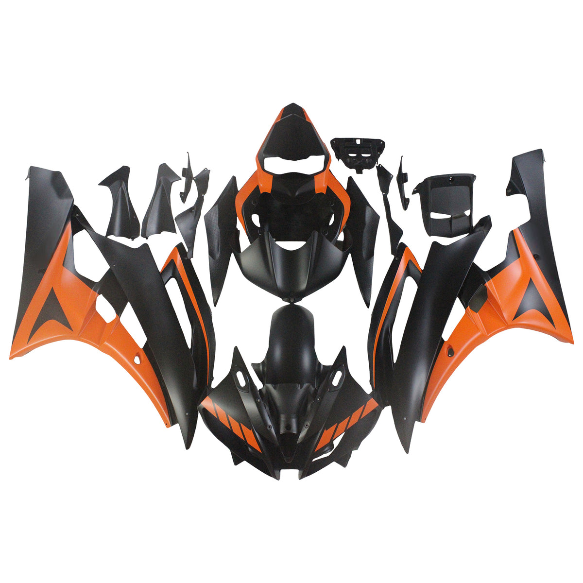 Amotopart 2006-2007 Yamaha YZF-R6 Black Gray White Orange Fairing Kit