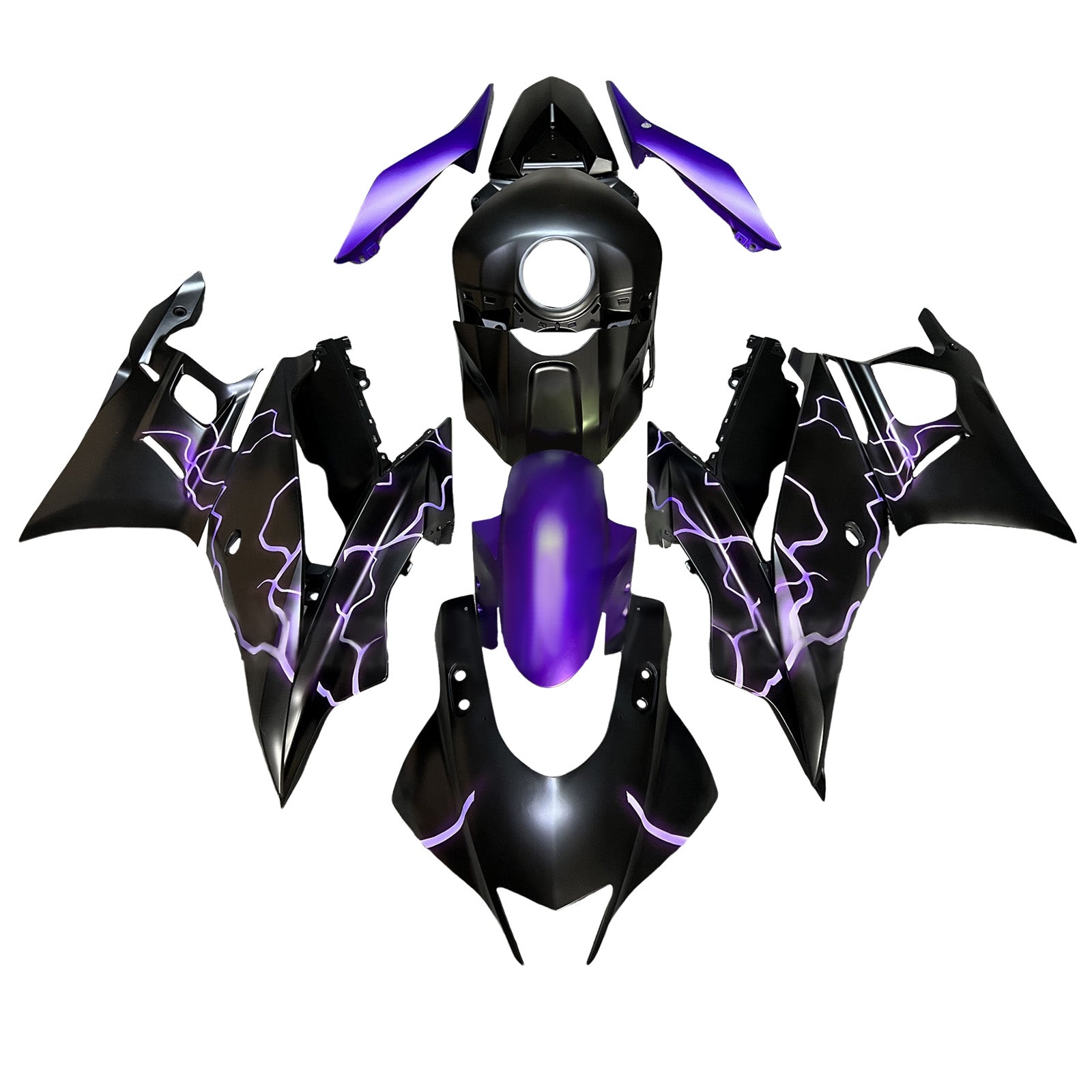 Amotopart 2019-2021 Yamaha YZF-R3 R25 Purple & Black Fairing Kit