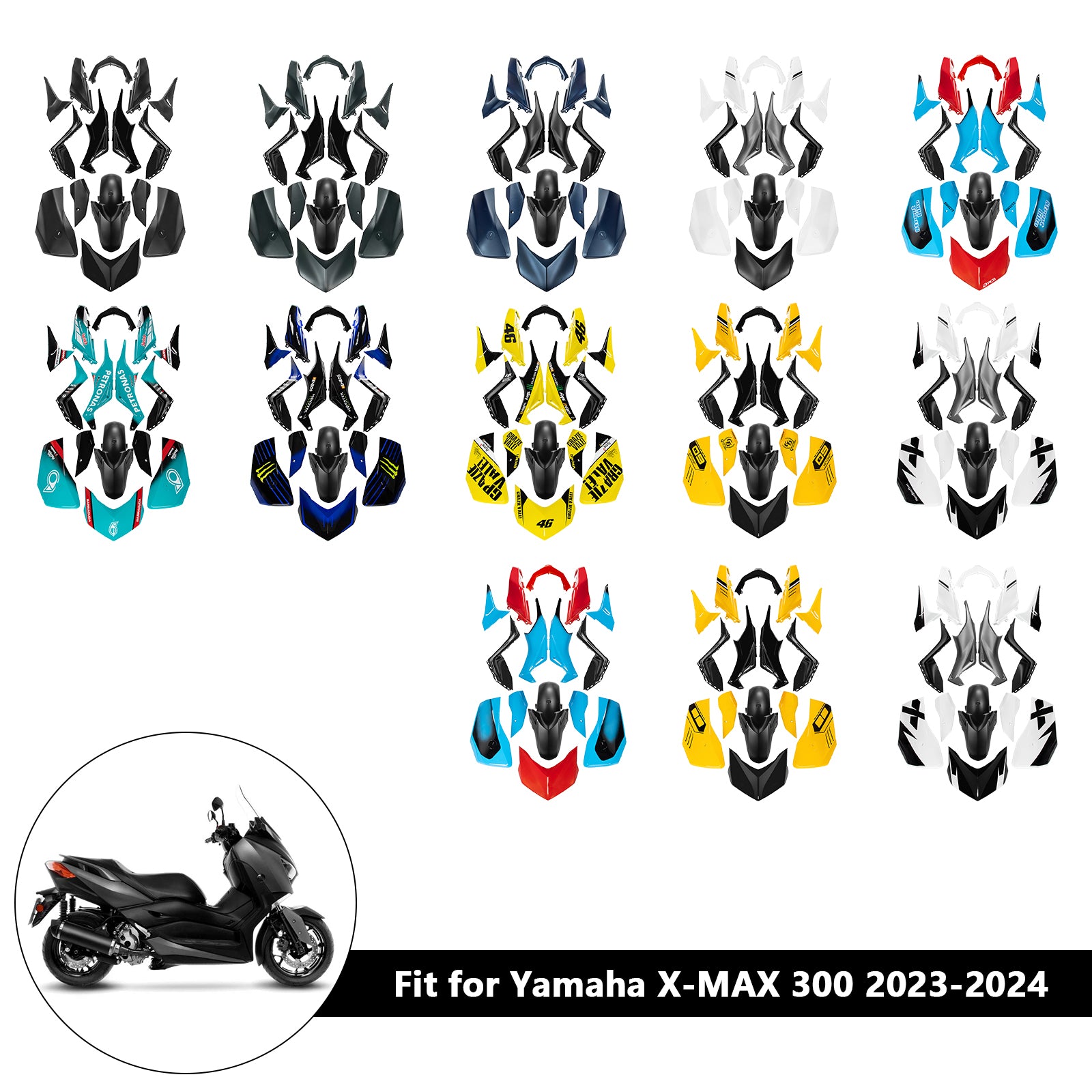 Amotopart 2023-2024 Yamaha X MAX 300 Verkleidungssatz