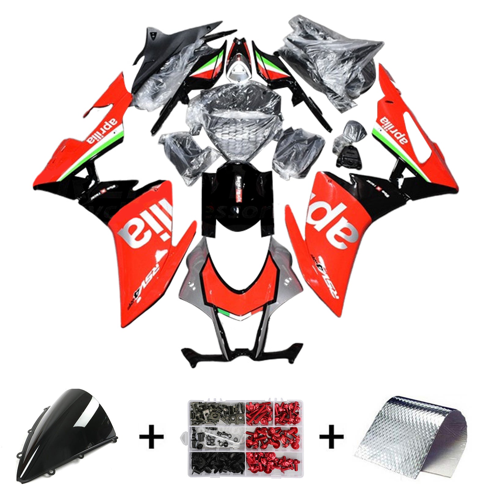 Amotopart Aprilia 2016-2020 RSV4 1000 Kit de carenado rojo y verde estilo 11