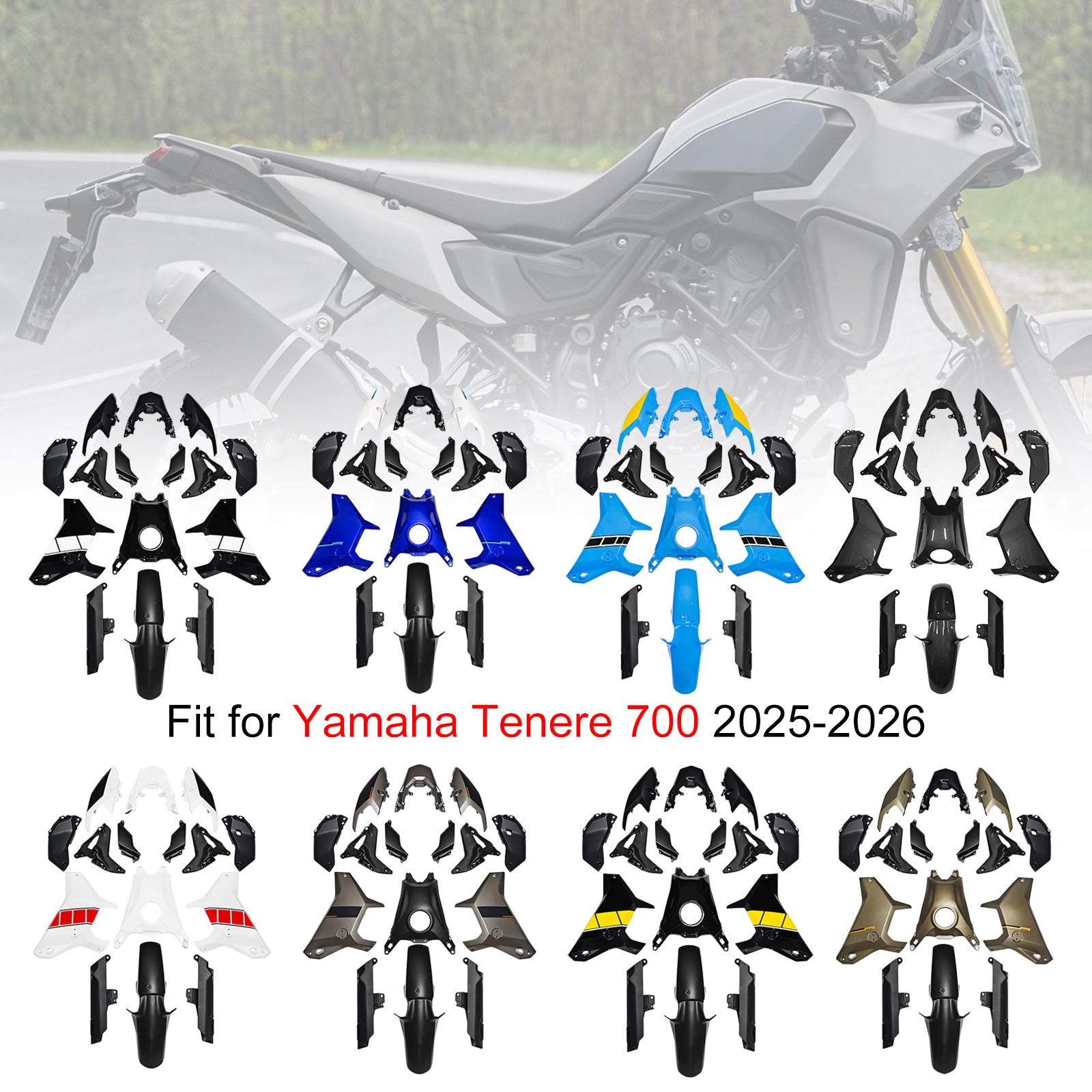 Amotopart 2025-2026 Yamaha Tenere 700 T700S Fairing Kit Collection