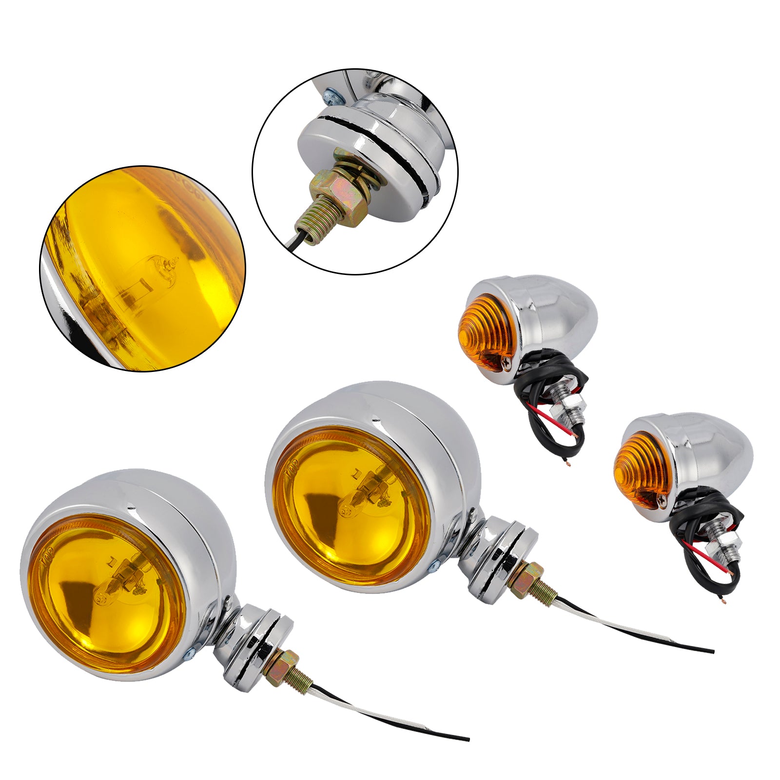 Motorcycle Headlight Lamp Spotlight Universal Coler Switch Chrome #D20
