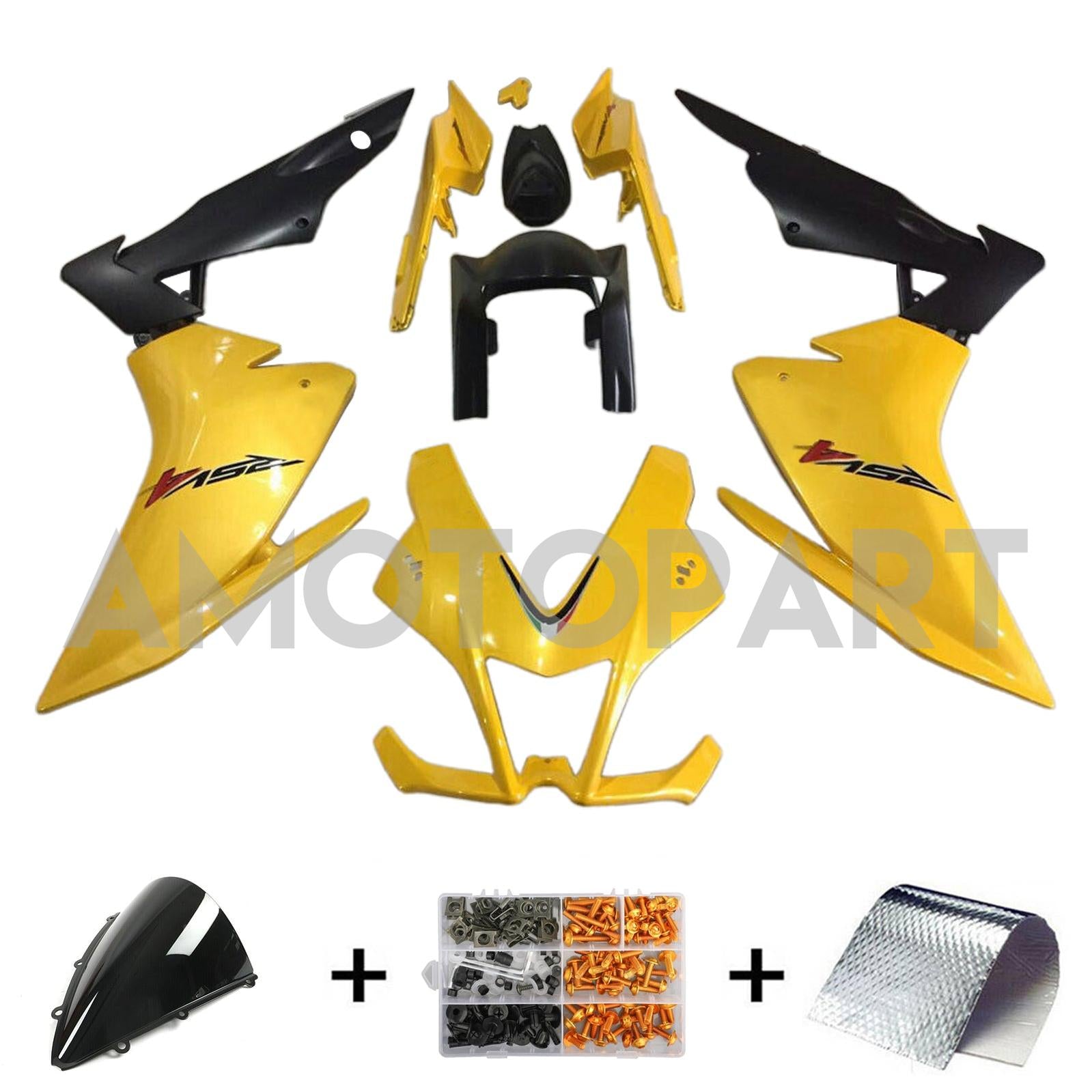 Amotopart 2009-2015 RSV4 1000 Aprilia Yellow Fairing Kit