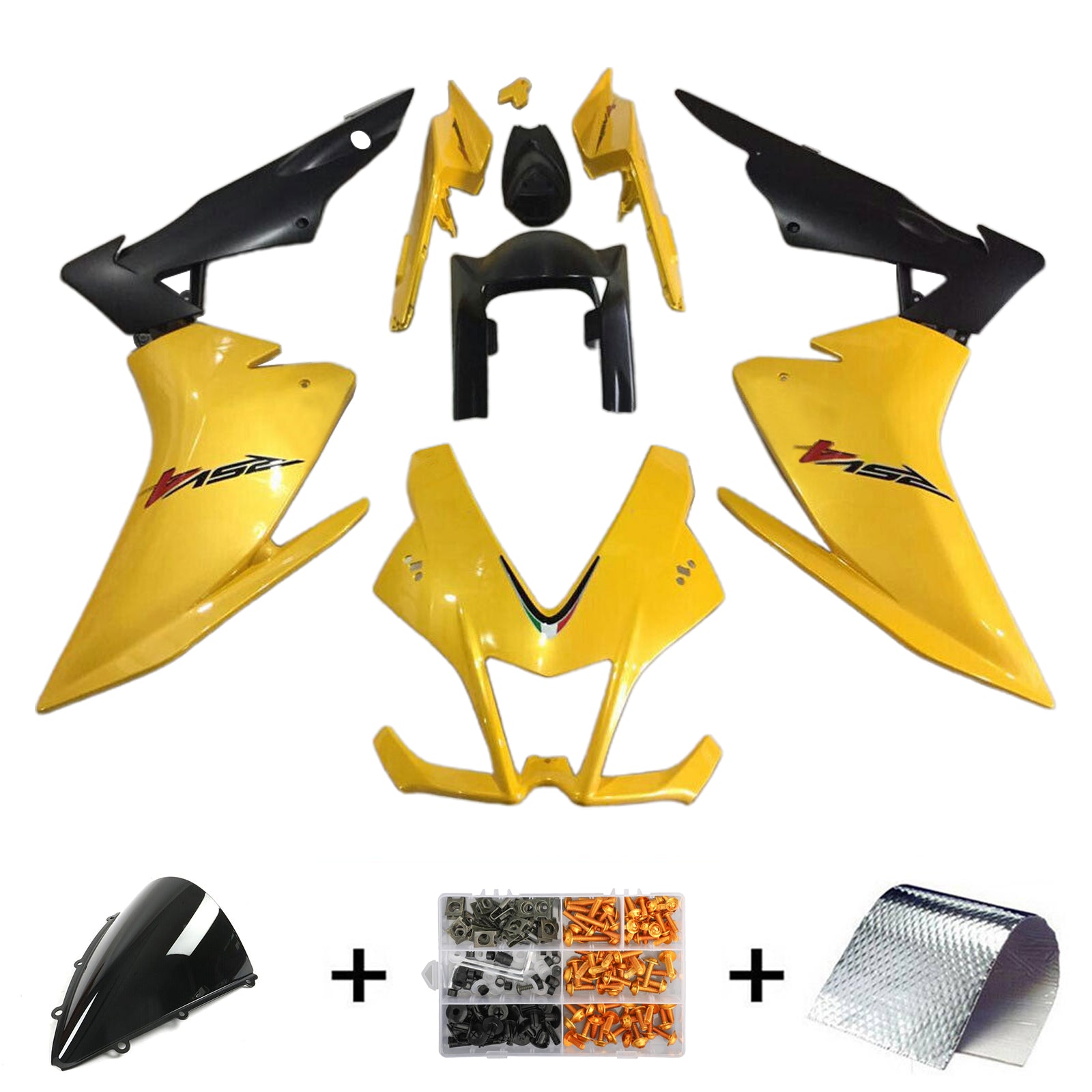 Amotopart 2009-2015 RSV4 1000 Aprilia Yellow Fairing Kit