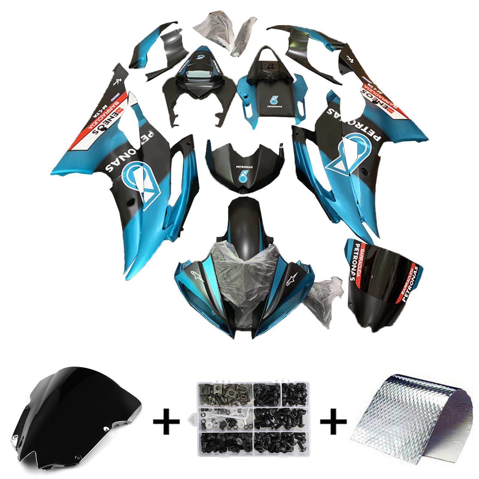 Amotopart 2008-2016 Yamaha YZF 600 R6 Kit de carenado Patronus azul y negro