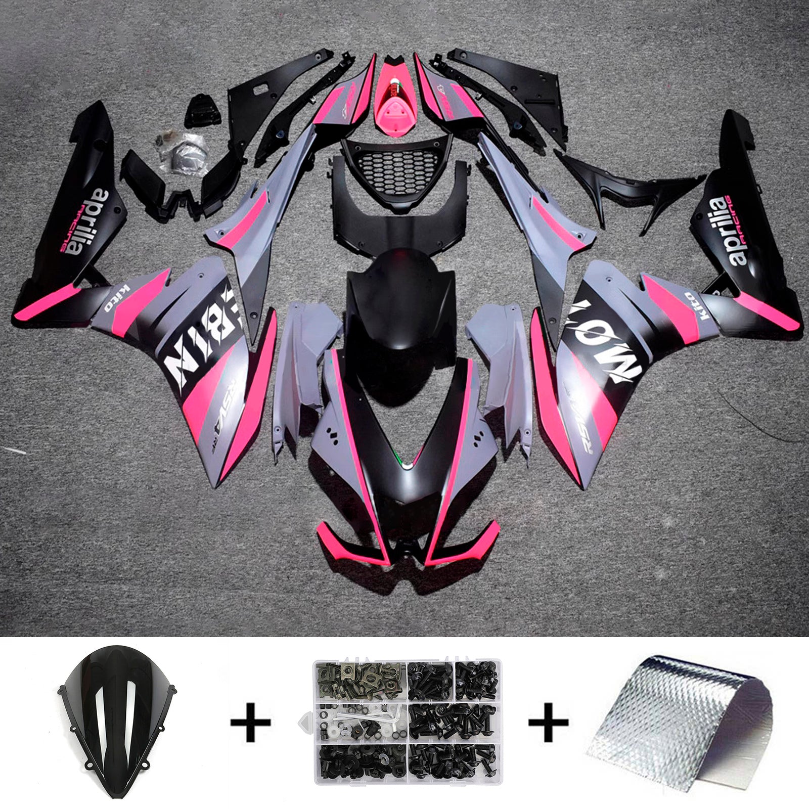 Amotopart 2009-2015 Aprilia RSV4 1000 Pink Gray Black Fairing Kit