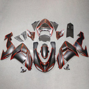 Amotopart 2006-2007 Kawasaki ZX10R Matte Black with Red Stripe Fairing Kit