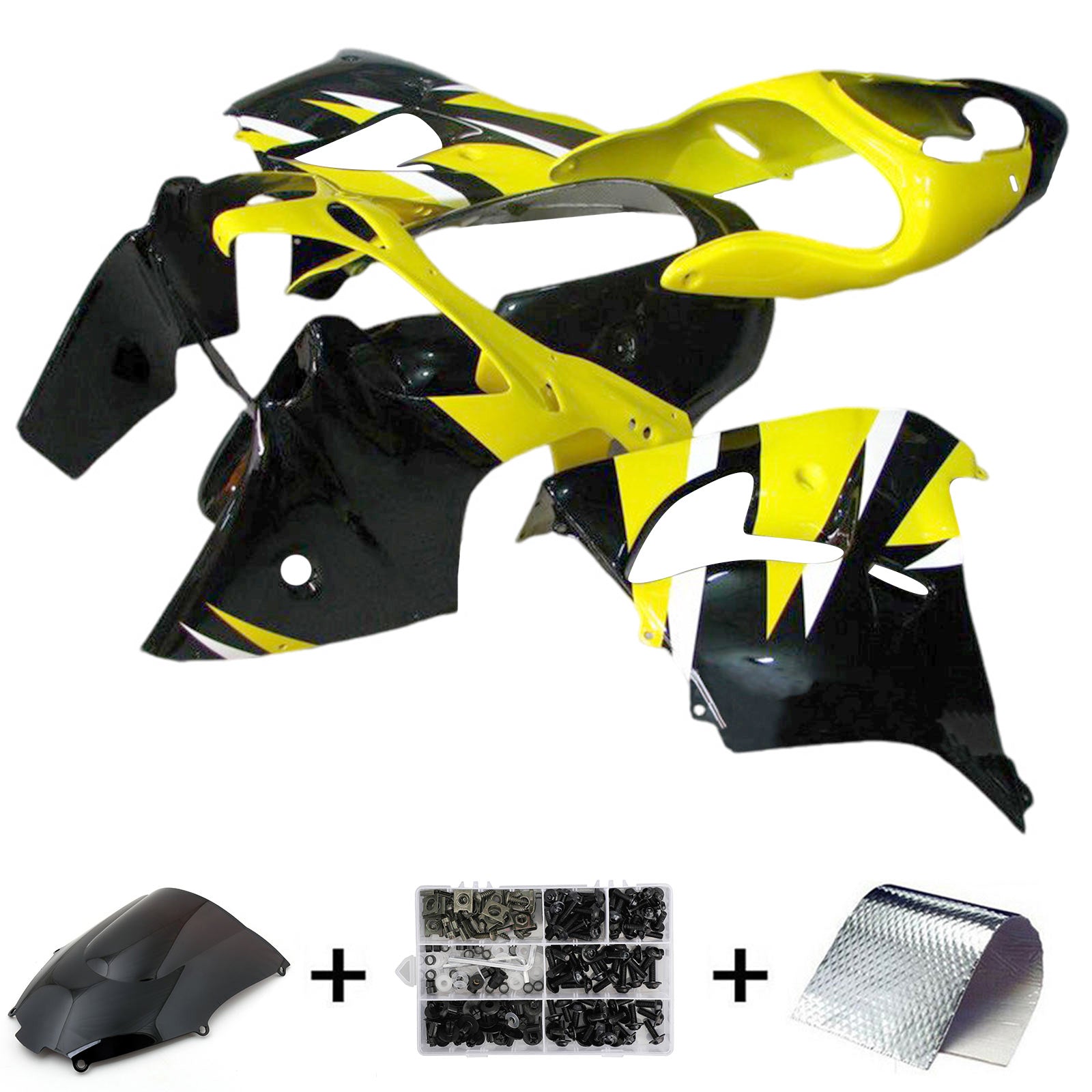 Amotopart 2000-2001 Kawasaki ZX9R Black Yellow Fairing Kit