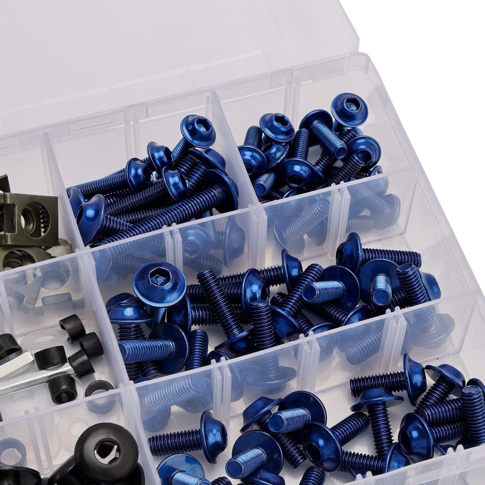 198PCS Universal Fairing Stainless Steel Bolt Kit Bodywork Screws Blue