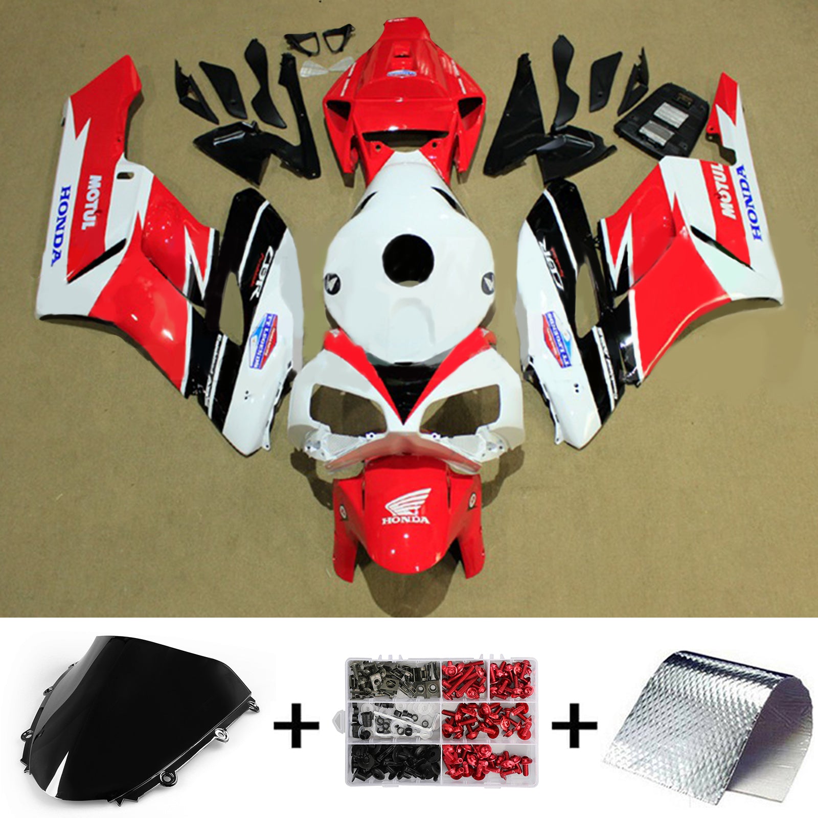 Amotopart 2004-2005 Honda CBR1000RR Kit de carenado rojo y blanco Style2