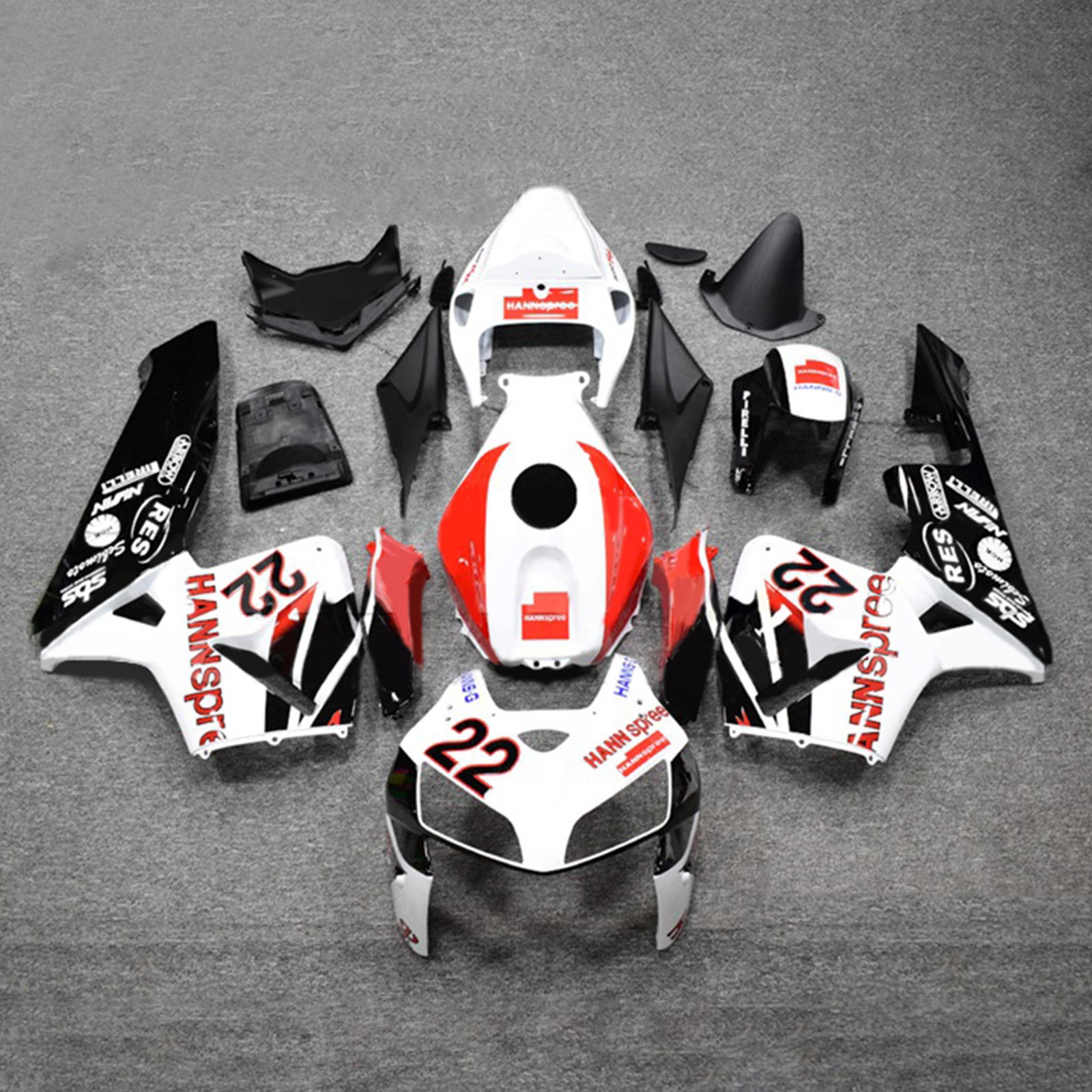 Amotopart 2005-2006 Honda CBR600RR Kit de carenado blanco negro rojo