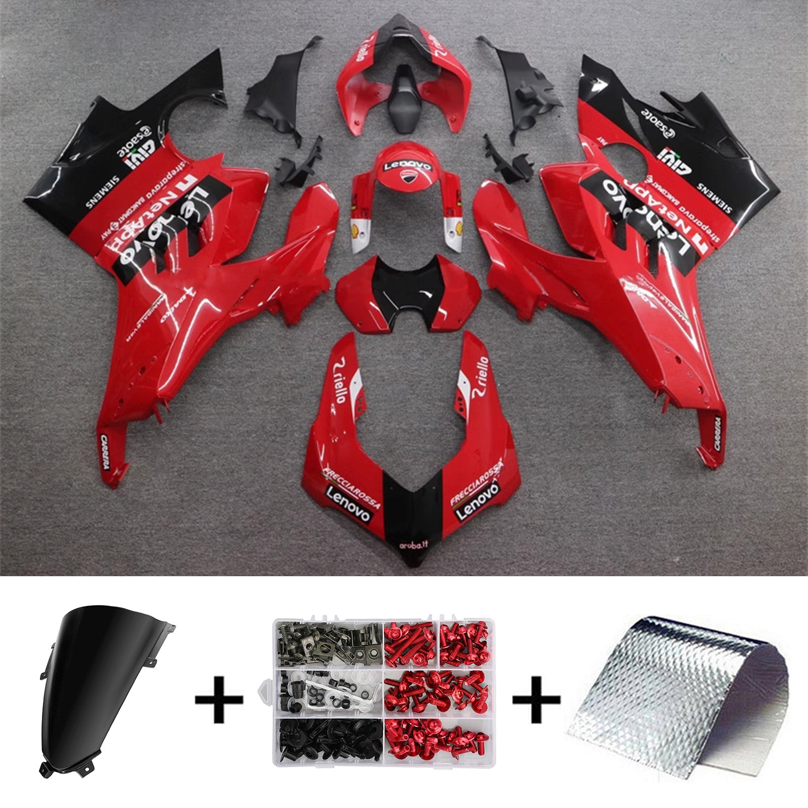 Amotopart Ducati Panigale 20-21 V4 V4S & 21-22 V4SP & 19-22 V4R Kit de carenado rojo negro