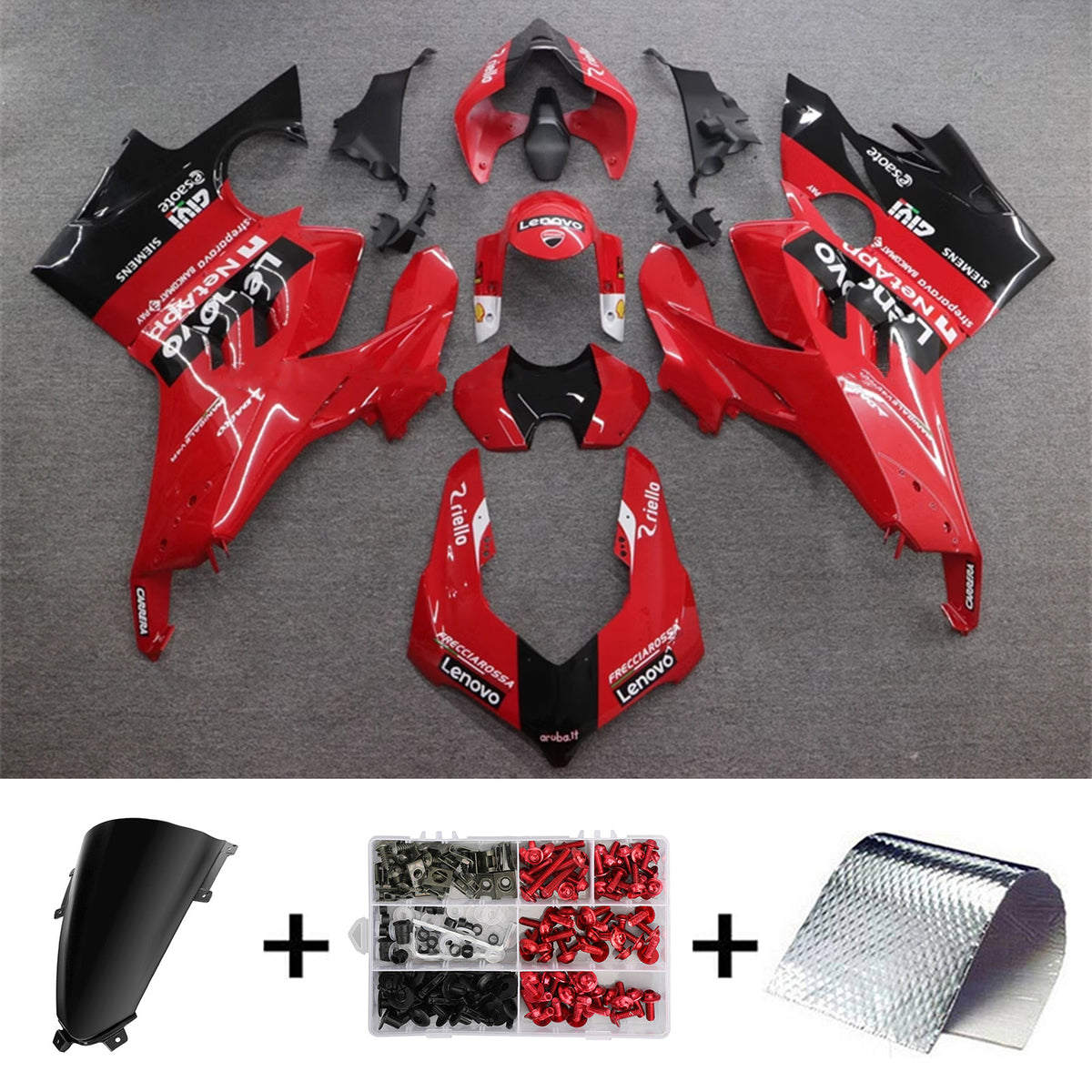 Amotopart Ducati Panigale 20-21 V4 V4S &amp; 21-22 V4SP &amp; 19-22 V4R Rot-Schwarz-Verkleidungssatz