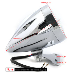 Chrome Bullet Headlight Lamp 4 3/4" Motorcycle For Chopper Bobber Custom