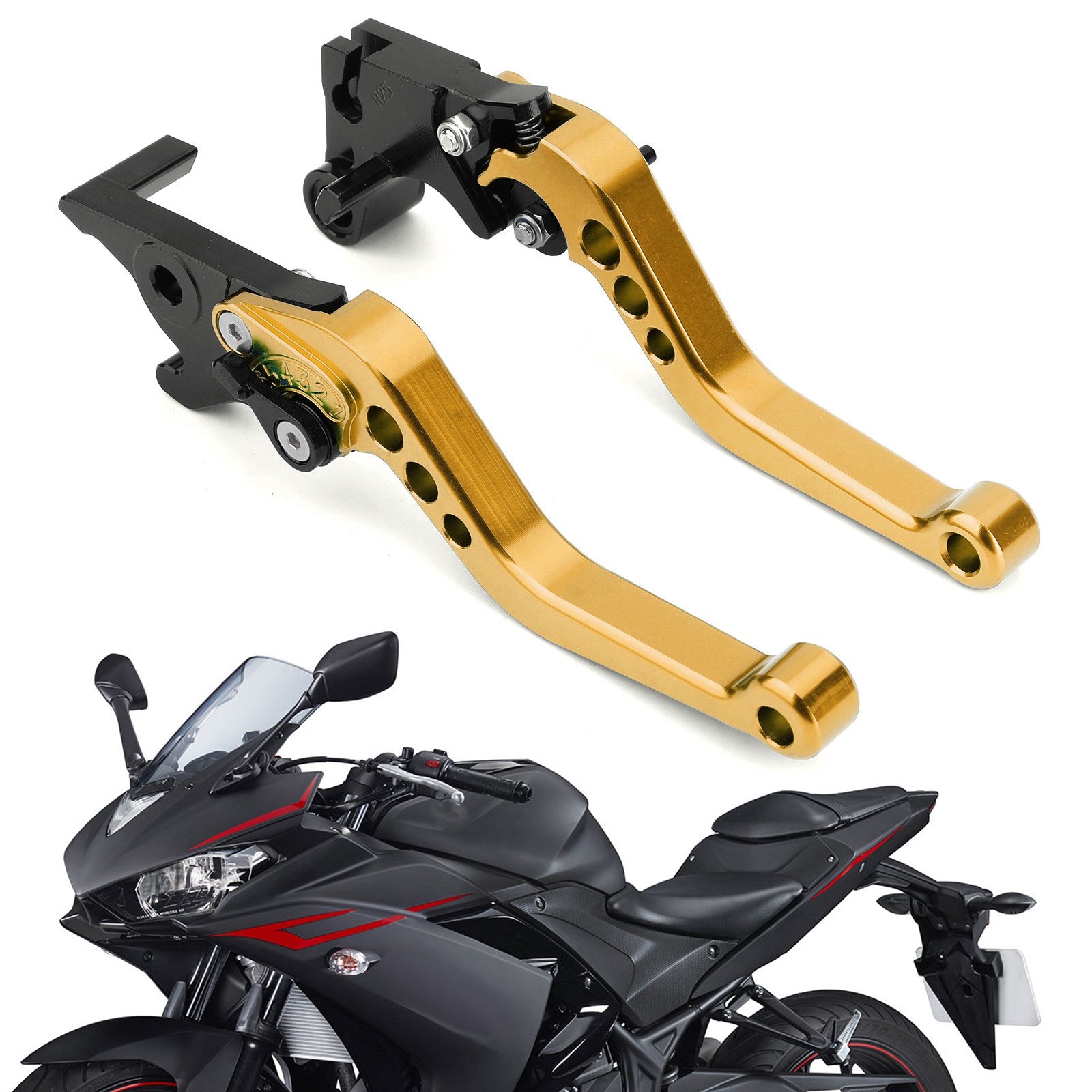 ヤマハ 15-17 YZF R3 MT 03 25 & 14-17 YZF R25 ブレーキ クラッチ レバー シルバー