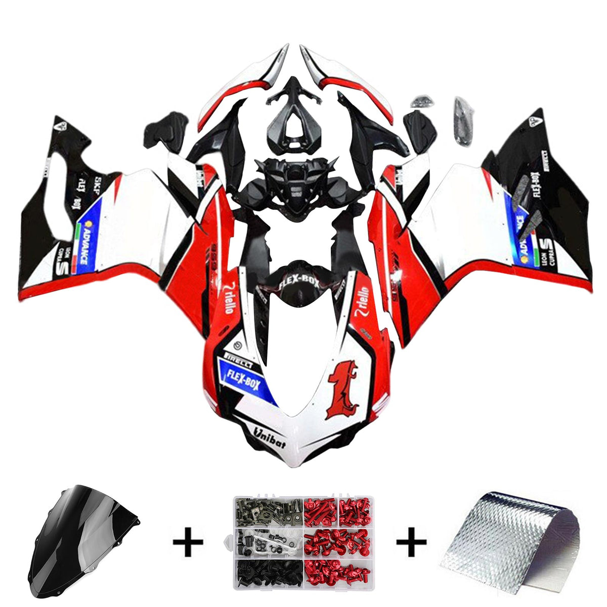 Amotopart 2015-2020 Ducati 1299 959 Red&White Style7 Fairing Kit