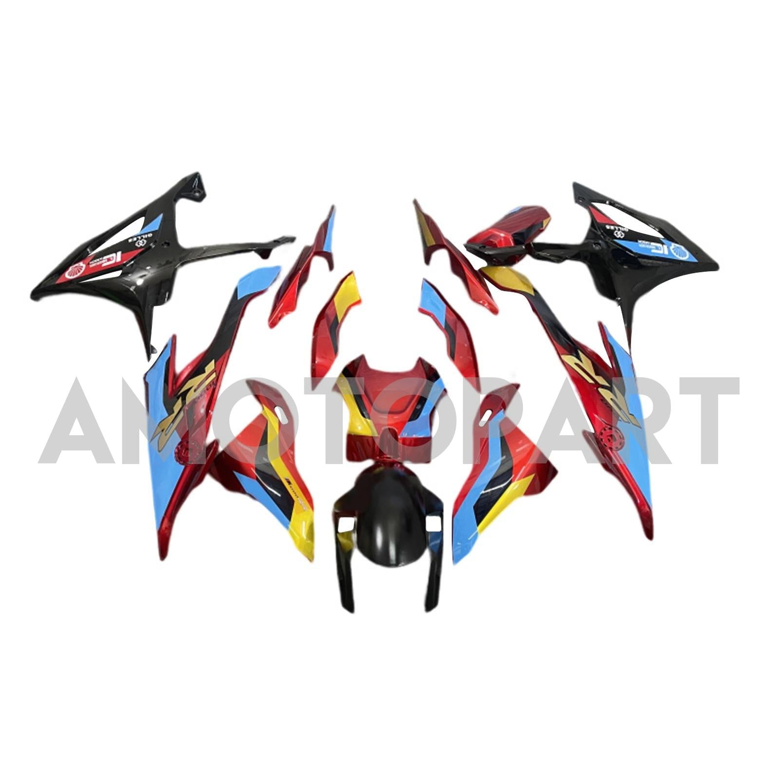 Kit de carenado Amotopart BMW S1000RR 2019-2022 azul y rojo Style3