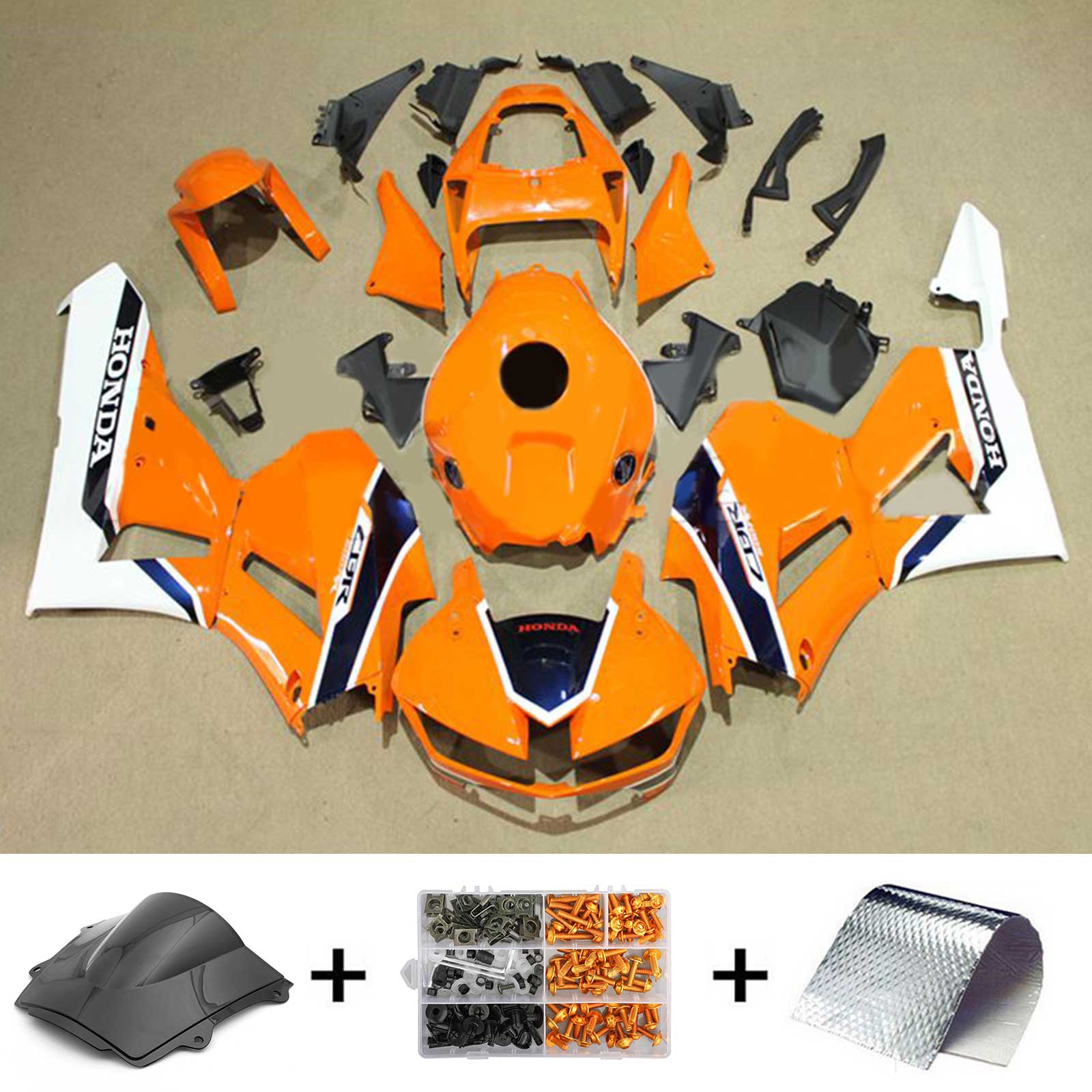 Amotopart 2013–2023 F5 CBR600RR Honda Orange &amp; Weiß Verkleidungsset