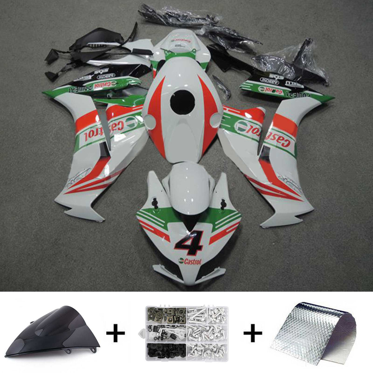 Amotopart 2012-2016 CBR1000RR Honda Kit de carénage rouge et vert