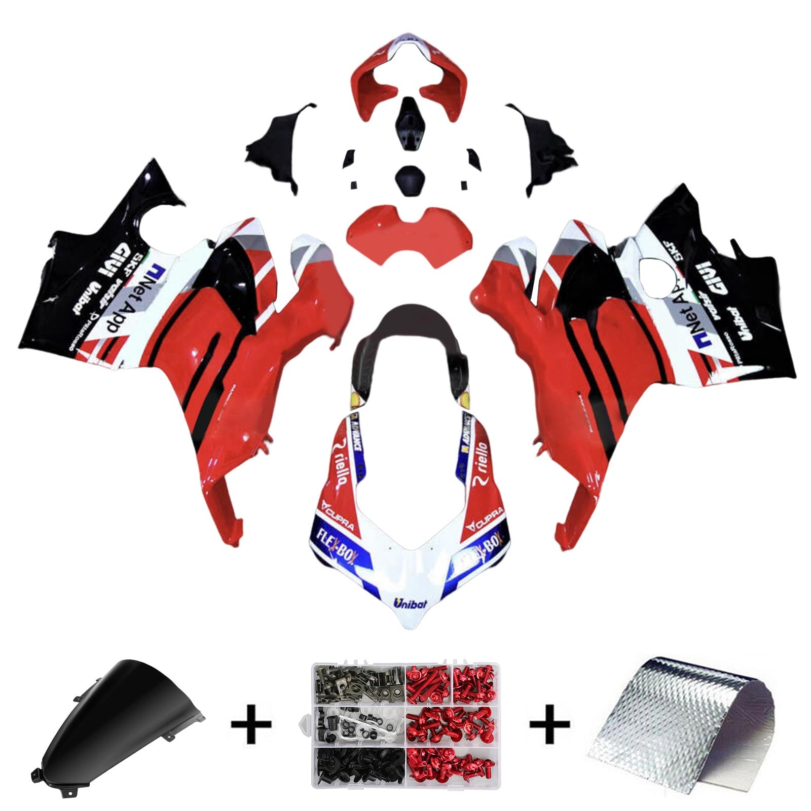 Amotopart Kit de carénage Ducati 2018-2019 Panigale V4/V4S et 2018-2020 Panigale V4SP Style 3