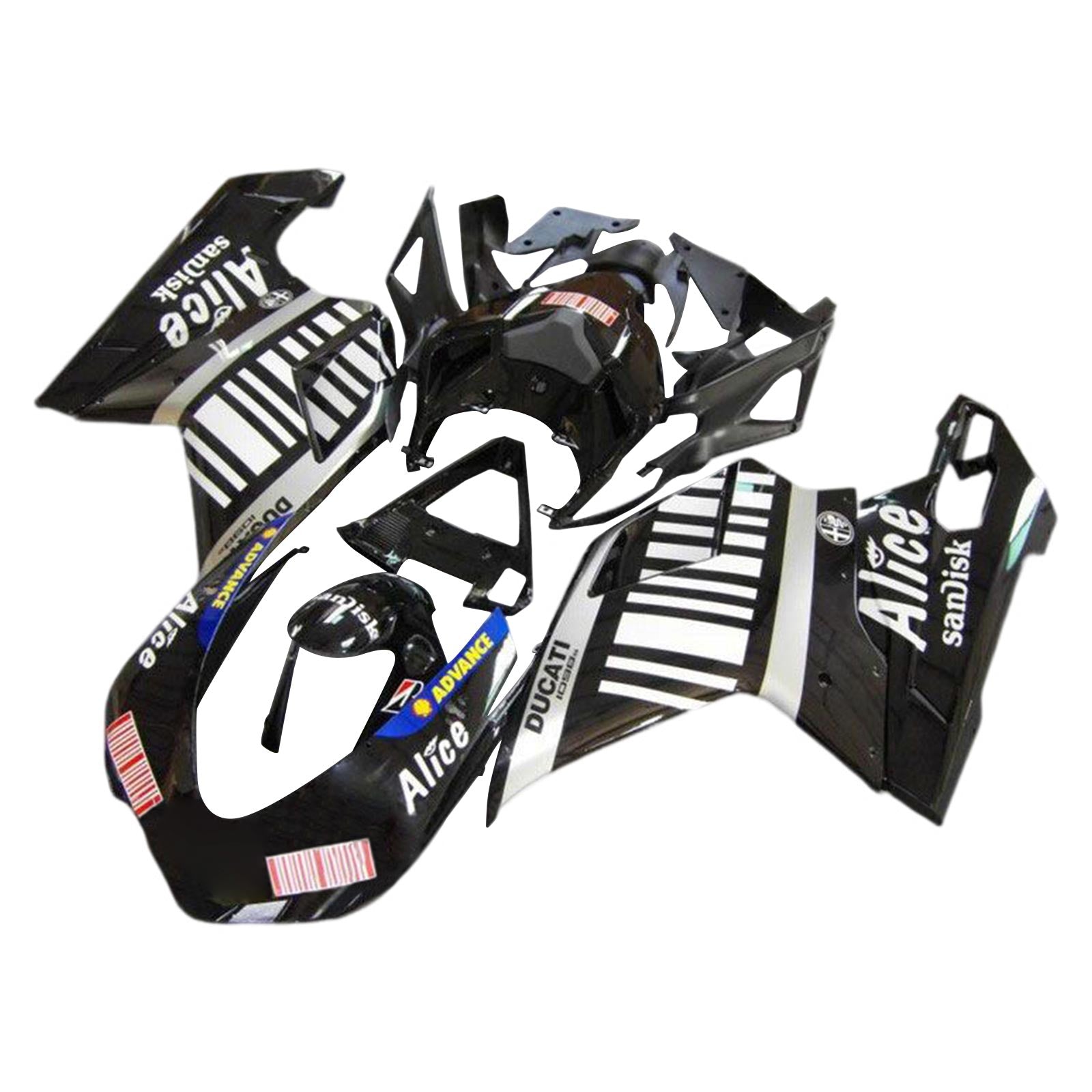 Amotopart All Years Ducati 1098 1198 848 Black&White Fairing Kit