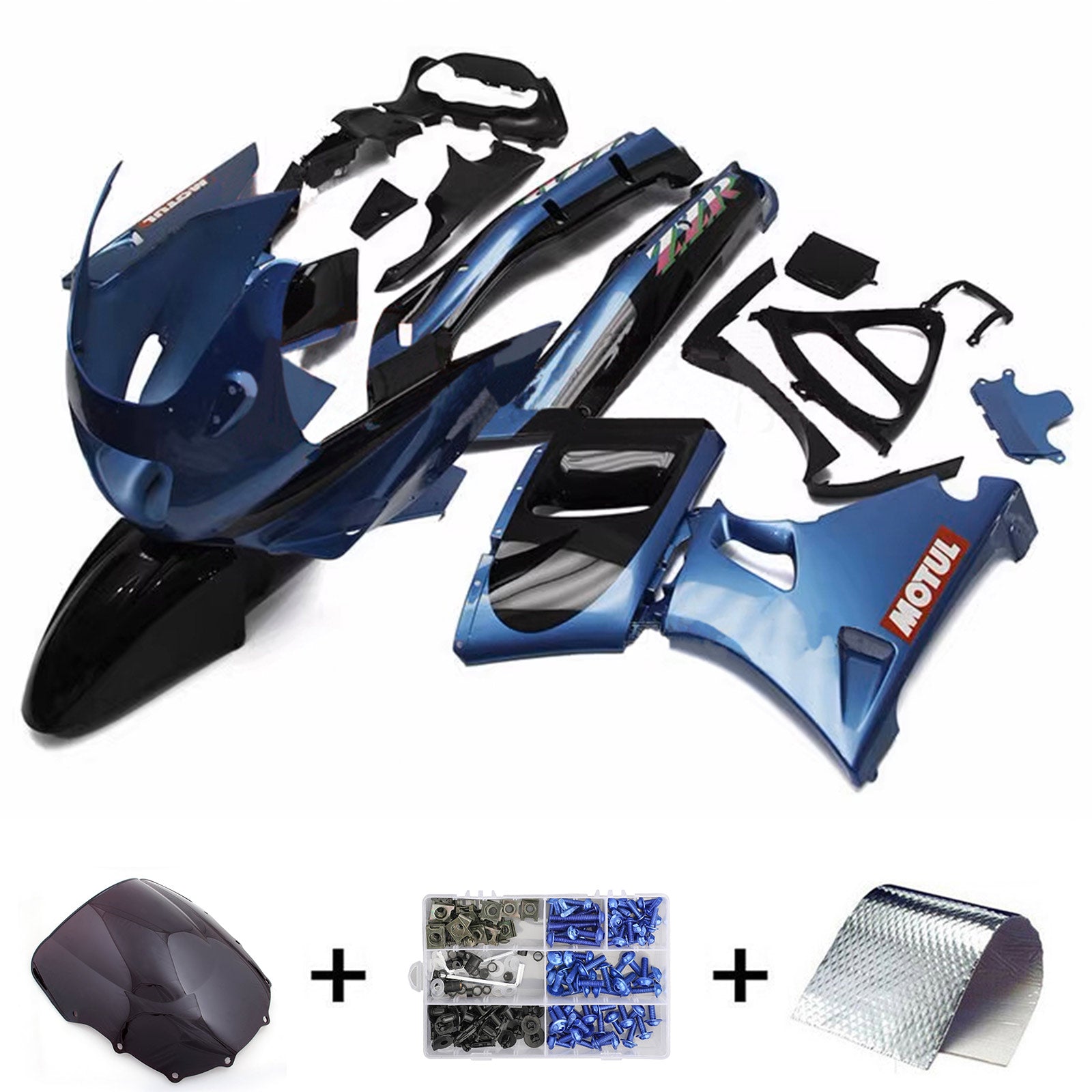 Amotopart ZZR400 1993-2007 ZZR600 1998-2003 Kawasaki Kit de carenado azul