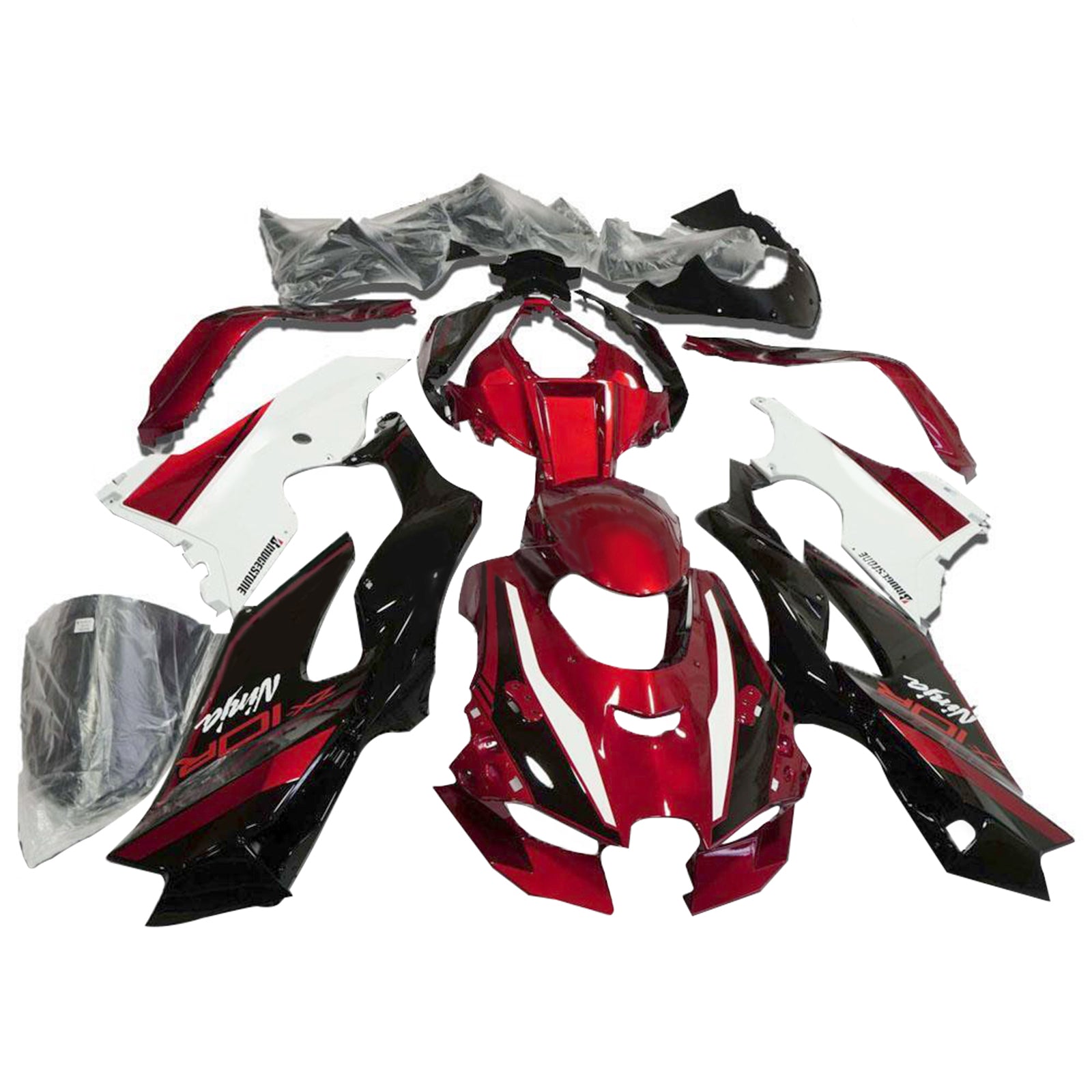 Amotopart 2021-2024 Kawasaki ZX10R ZX10RR Kit de carenado rojo blanco negro brillante