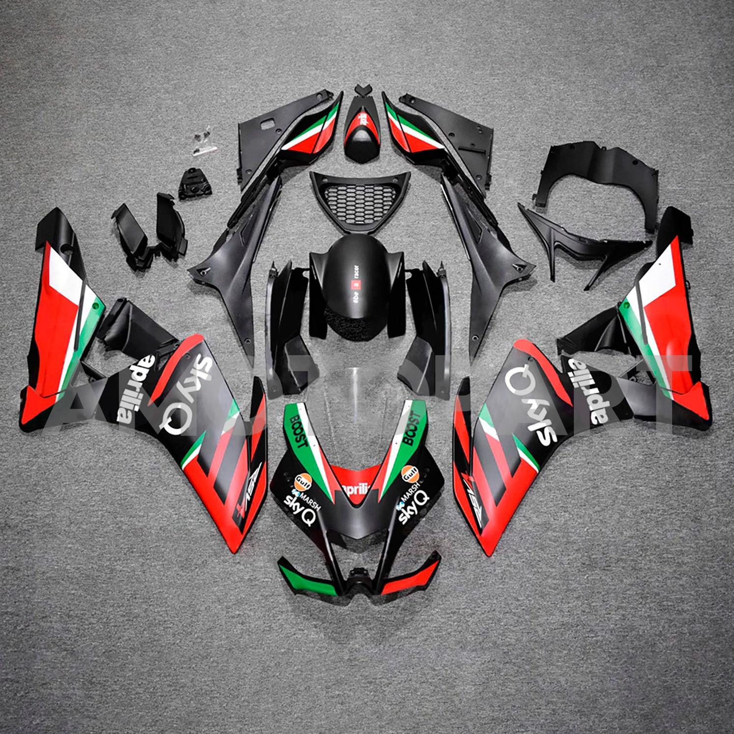 Amotopart 2009-2015 Aprilia RSV4 1000 Red Green Black Fairing Kit